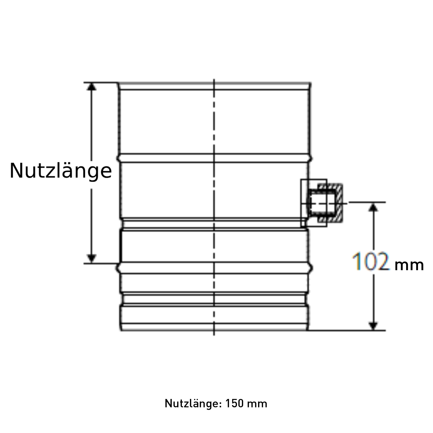 Schiedel PRIMA PLUS élément de tube 200mm Ø130 mm avec ouverture de mesure simple paroi mat