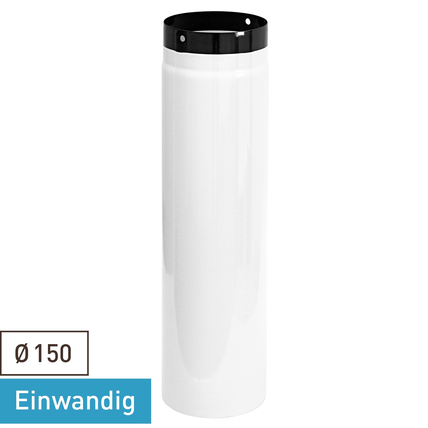 Tuyau de fumée / Tuyau de poêle émaillé 150 mm - 500 mm Blanc