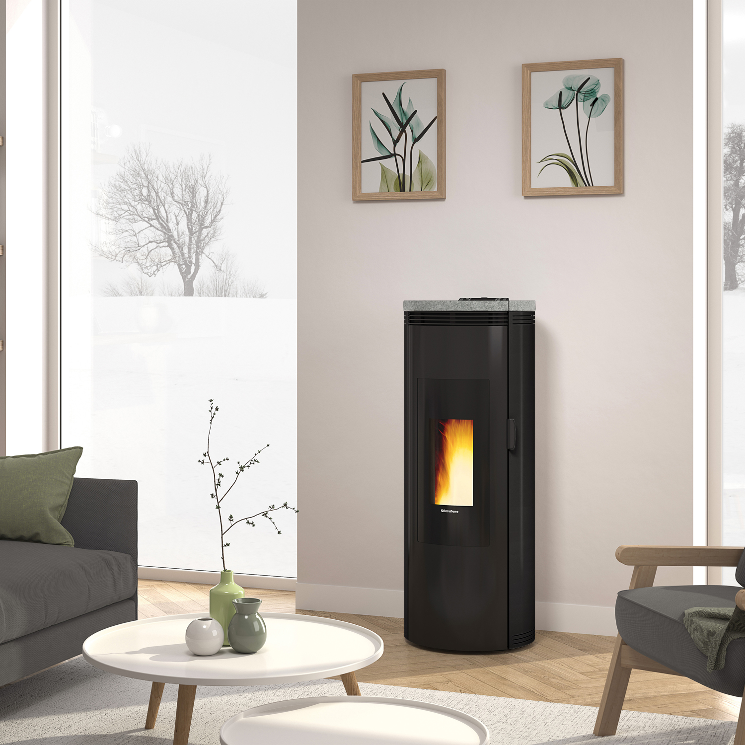 Extraflame Amika poêle à granulés en pierre naturelle