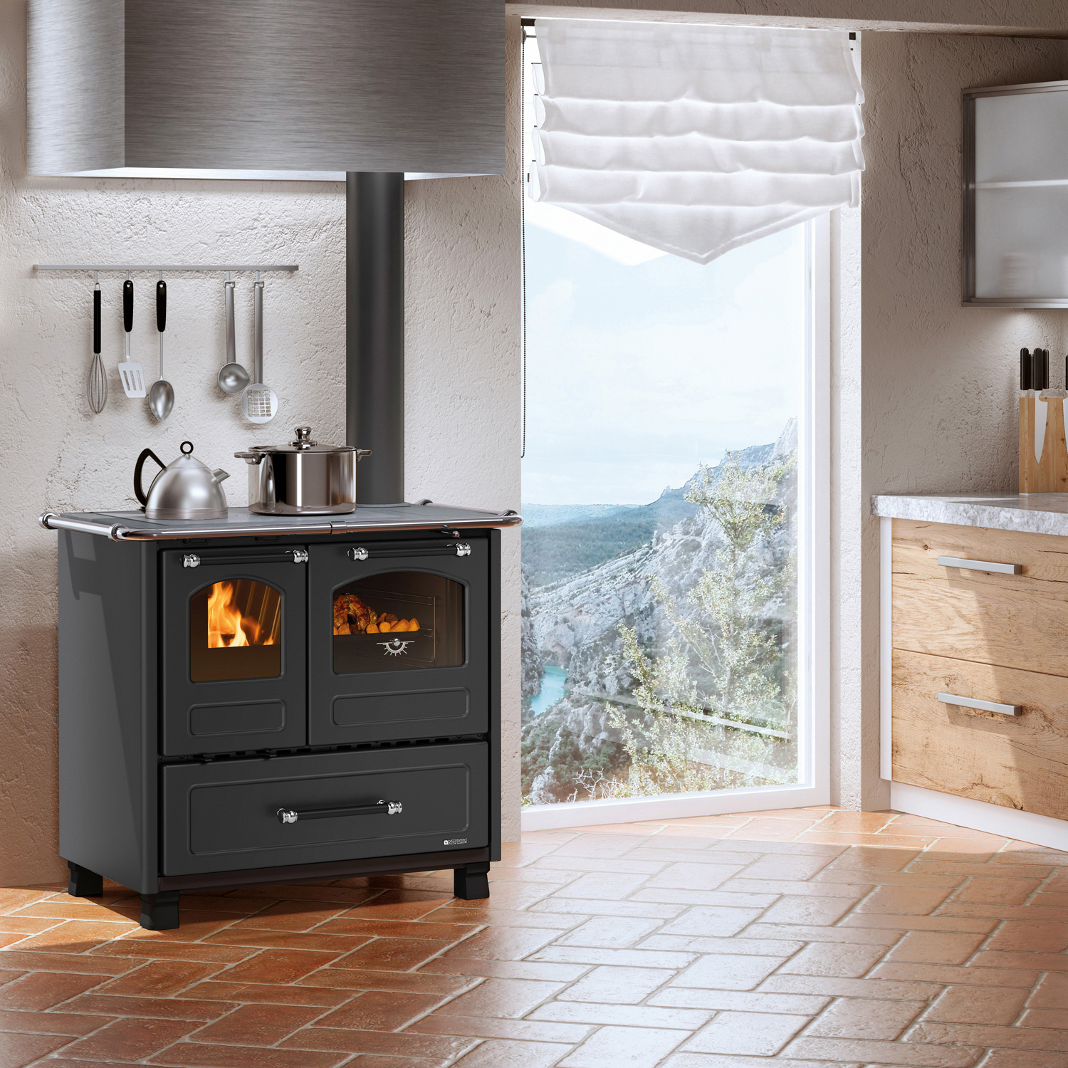 La Nordica Family 16 4,5 cuisinière à bois acier noir