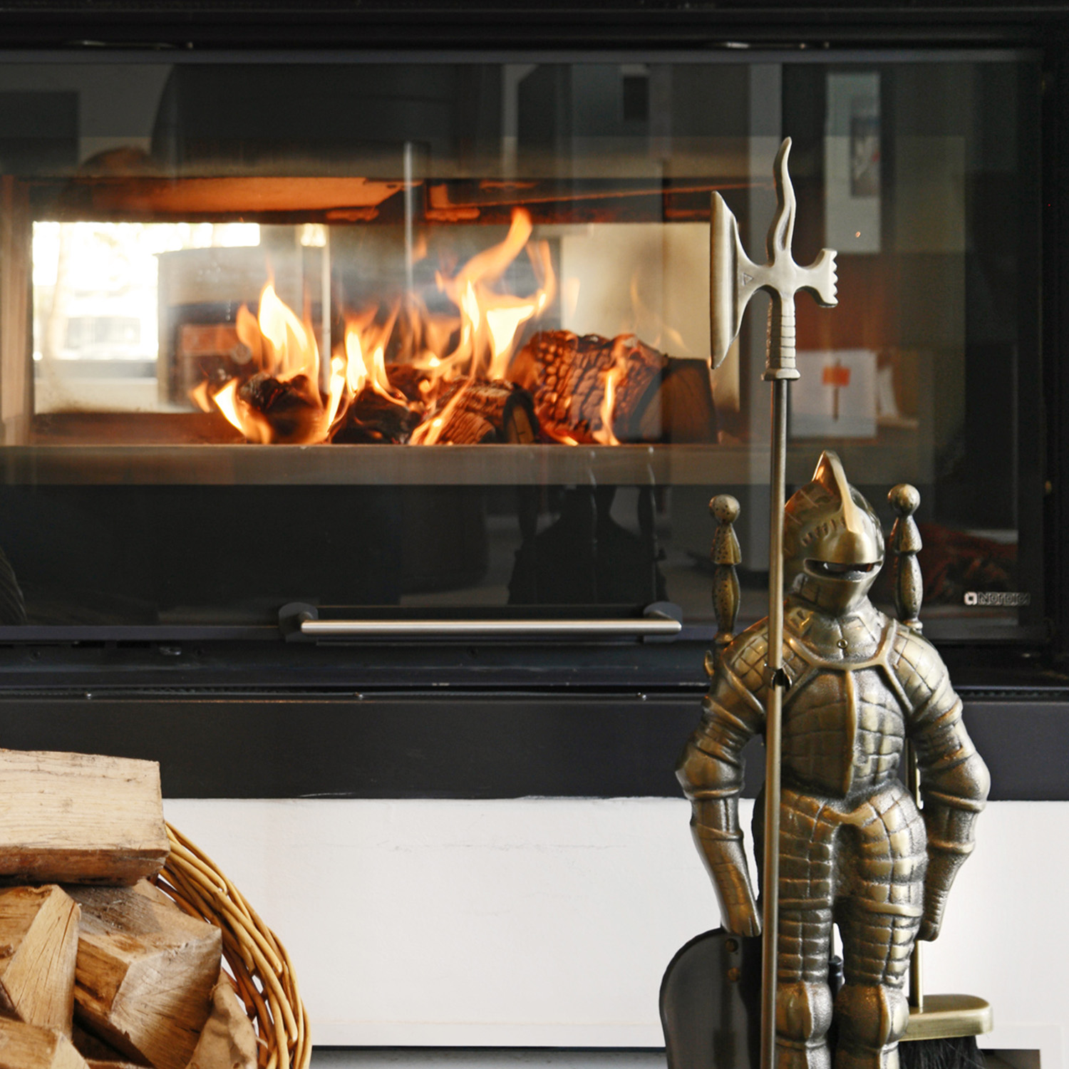 Ensemble d'outils de cheminée Chevalier Kunibert, 4 pièces, 73,5 cm