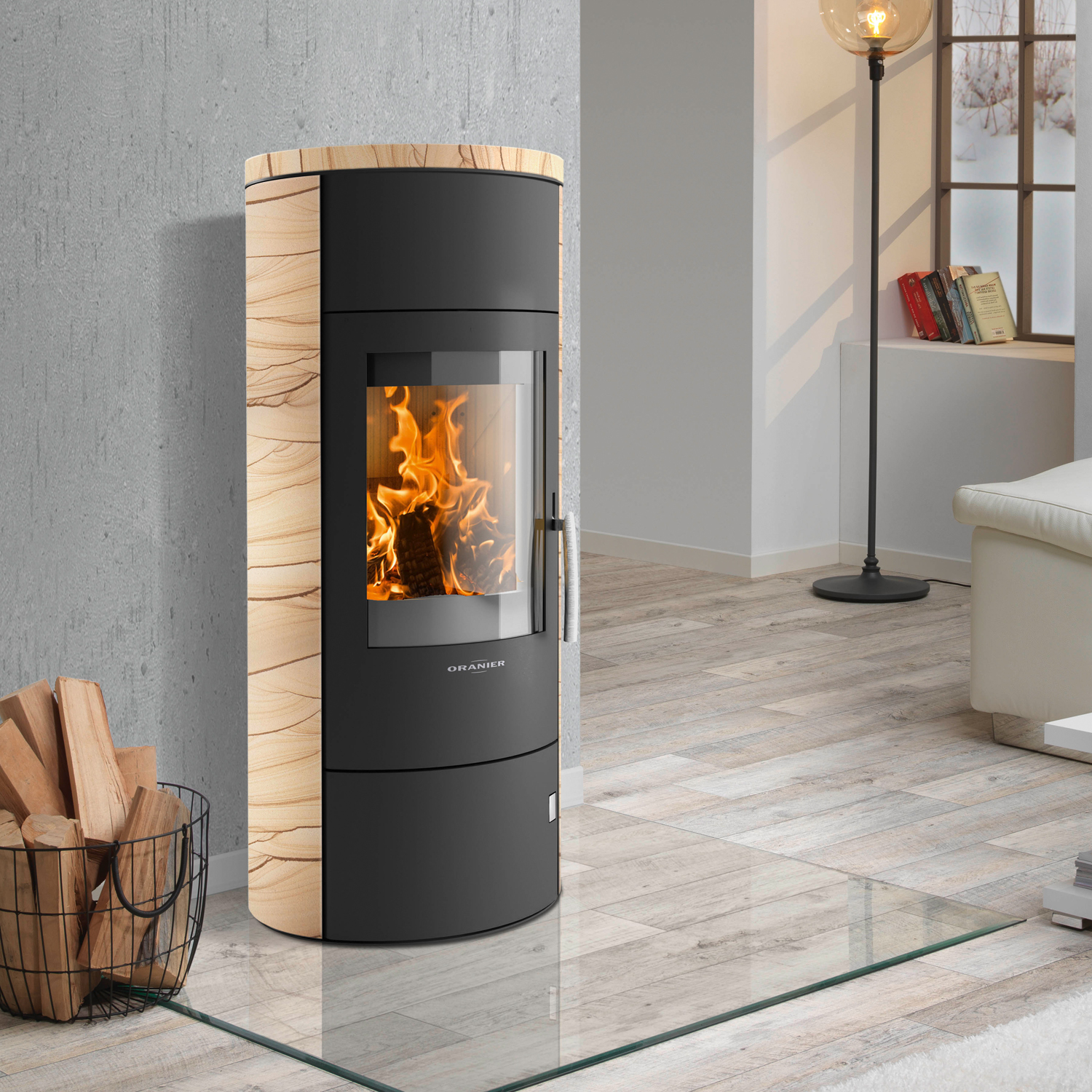 Oranier Polar W+ 2.0 Poêle à bois Acier Noir / Pierre de sable