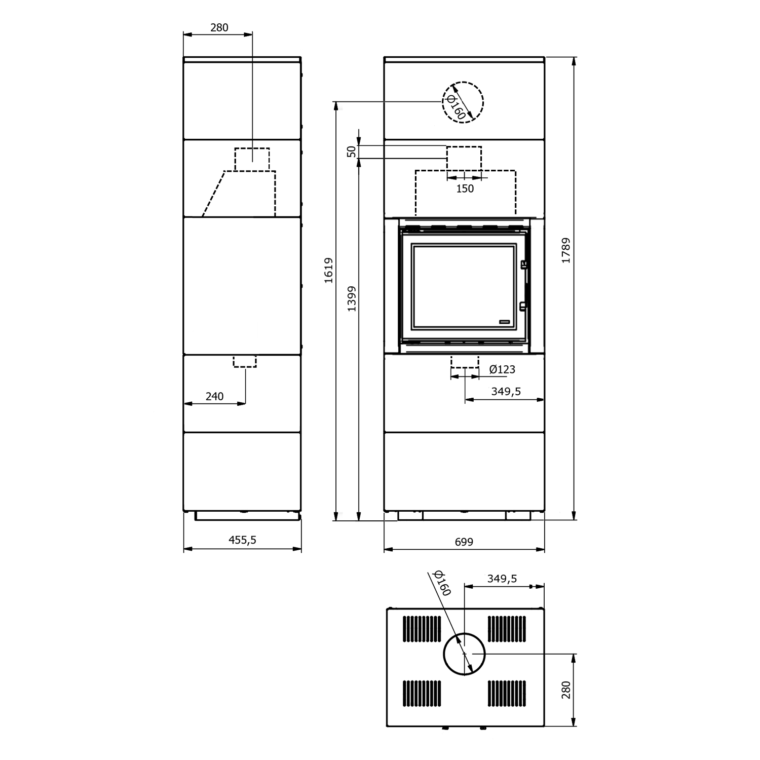 Wamsler Modulo 70/180 G Kit de cheminée Blanc