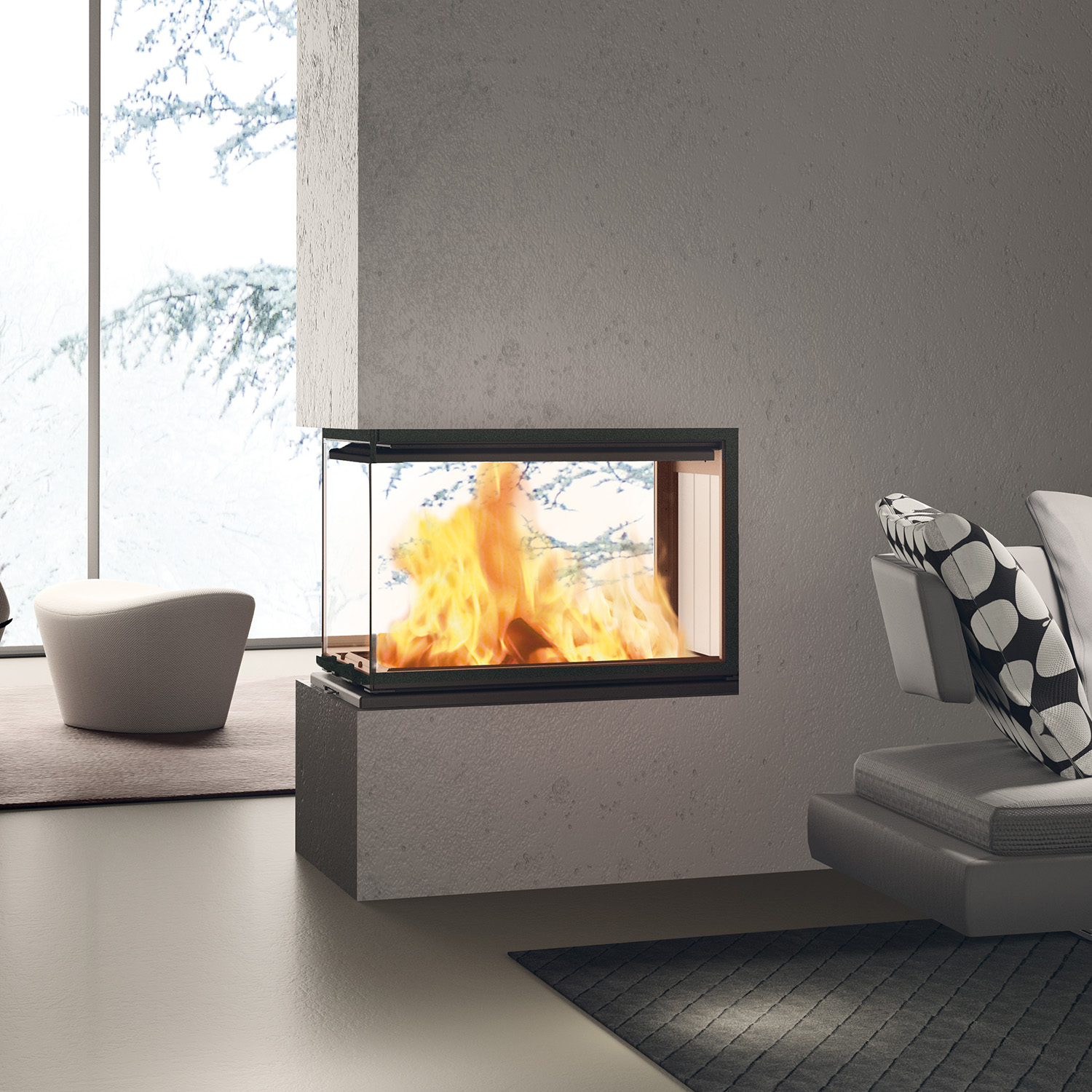 Edilkamin Windo3 50 insert de cheminée à bois avec foyer blanc