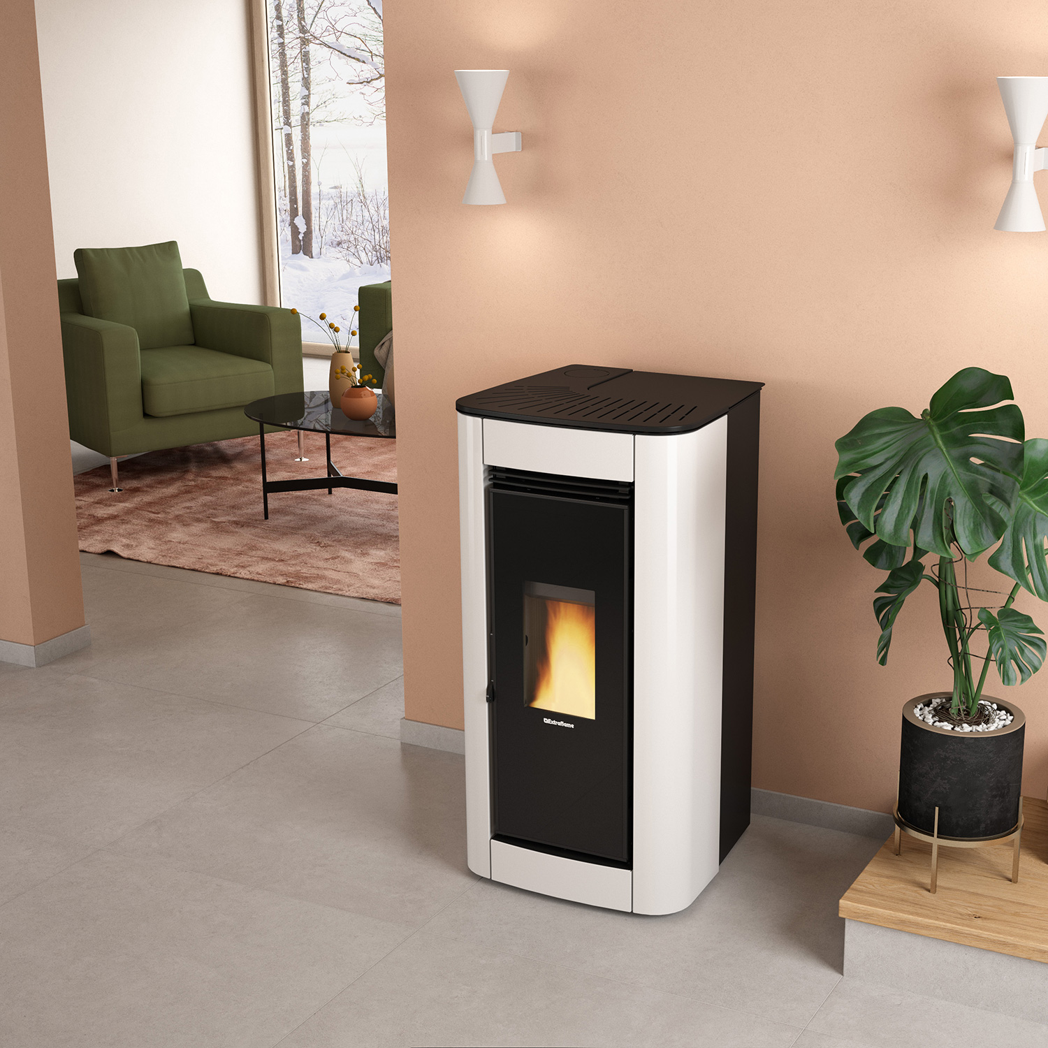 Extraflame Evolution Line Ilary Plus poêle à granulés acier blanc Extraflame Evolution Line Ilary Plus poêle à granulés acier blanc
