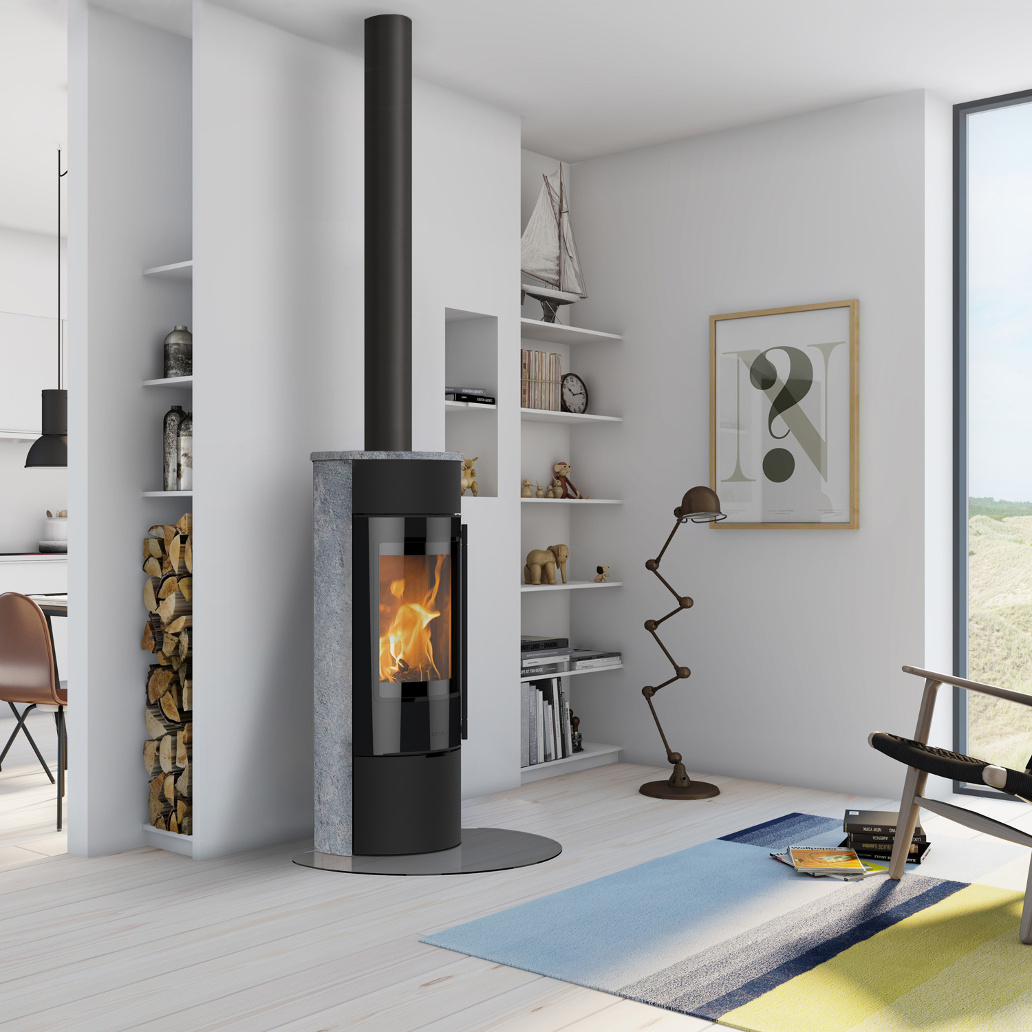 Lotus Prestige Magic 40 poêle à bois noir / pierre ollaire