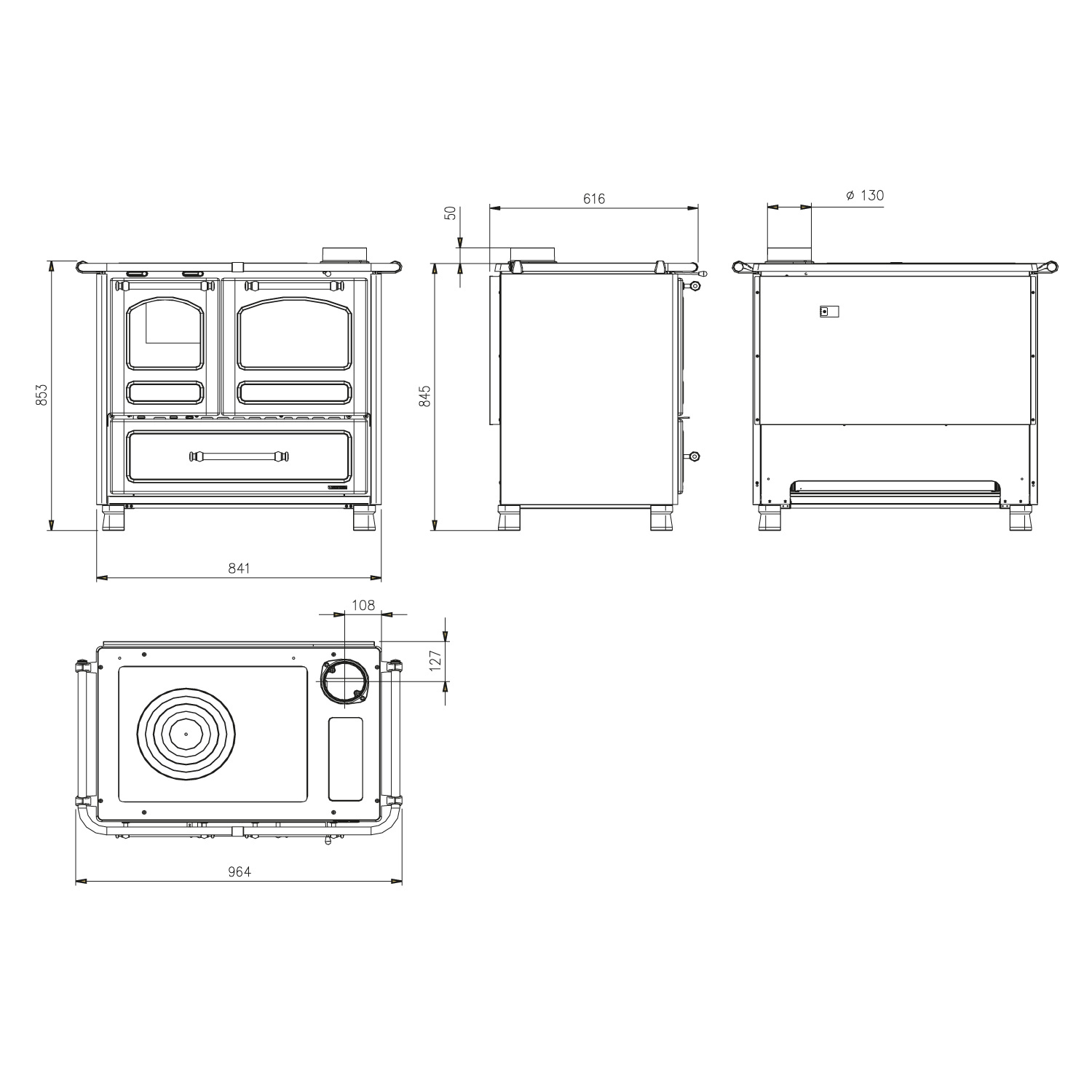La Nordica Family 16 4,5 cuisinière à bois acier caramello