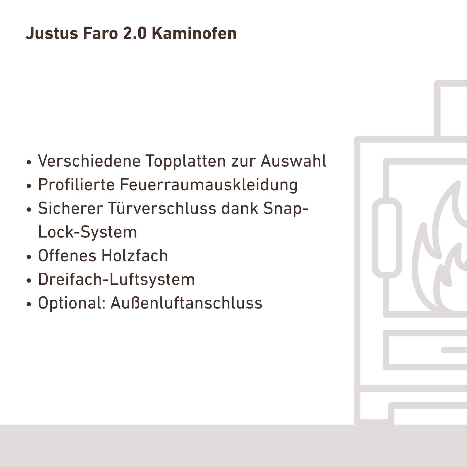 Justus Faro 2.0 Poêle à bois en acier noir avec plaque de recouvrement en stéatite.