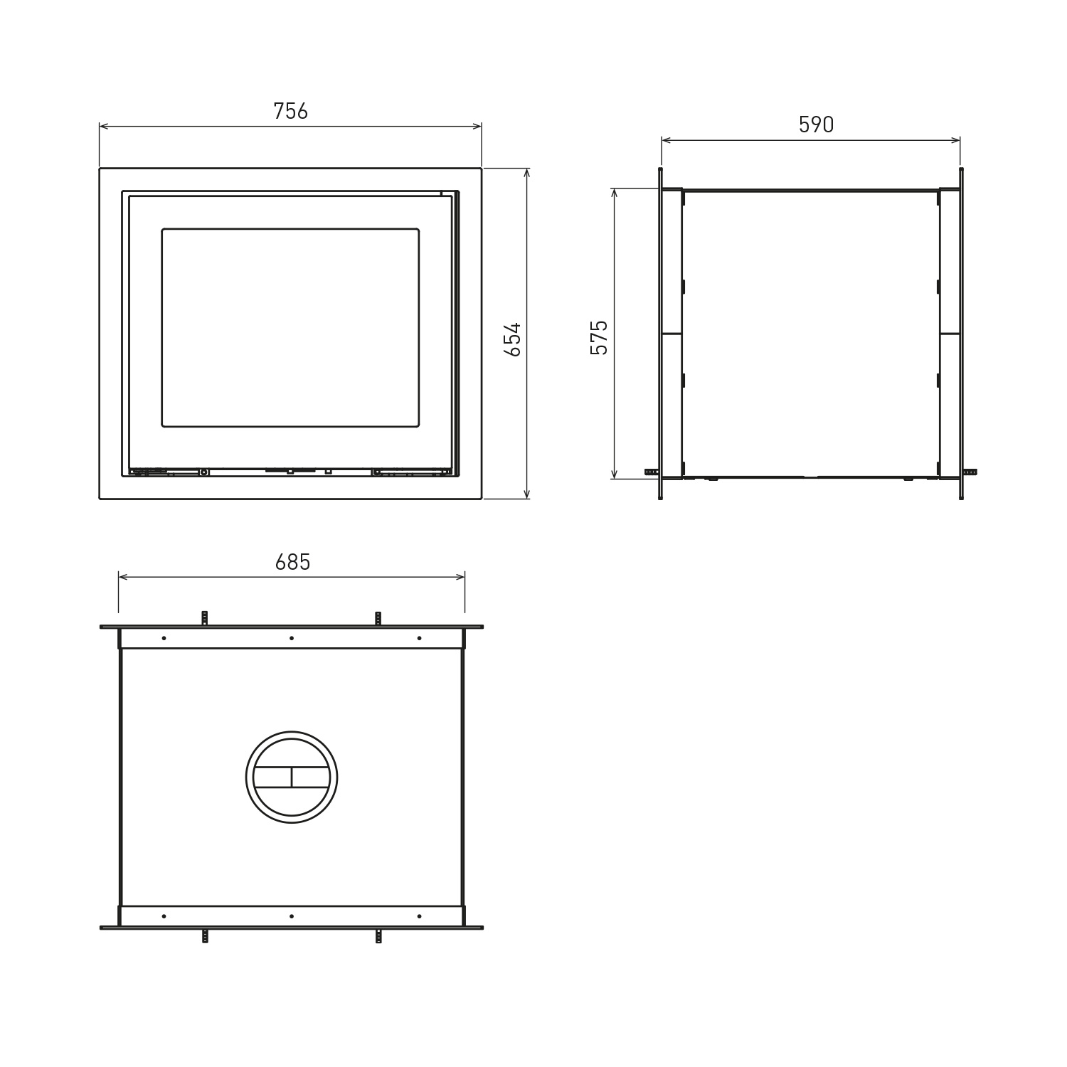 Lotus H570 T insert de cheminée couleur noire, charnières à droite