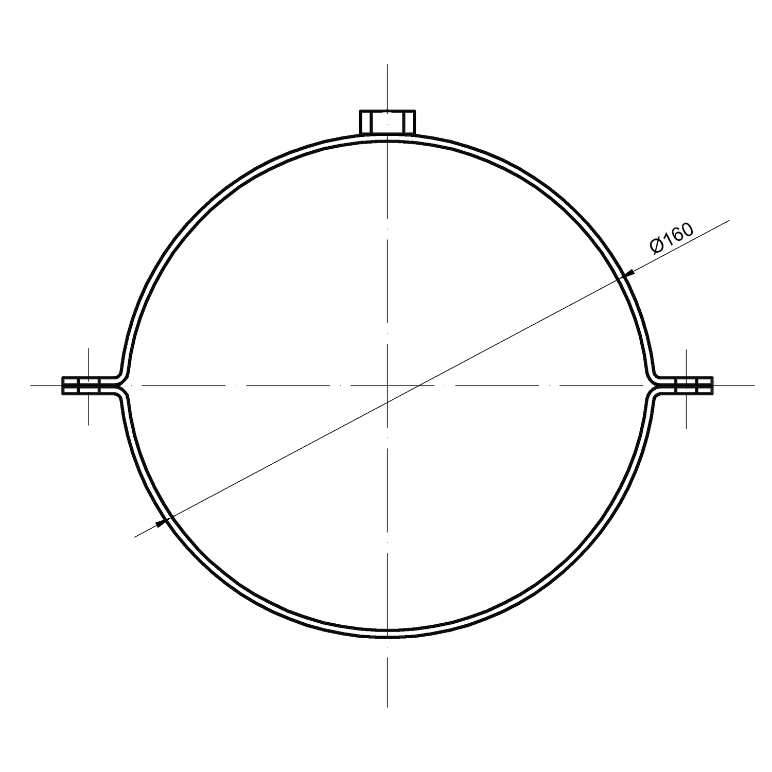 Raik Basic collier de serrage 160mm noir pour tuyau de fumée / conduit de fumée