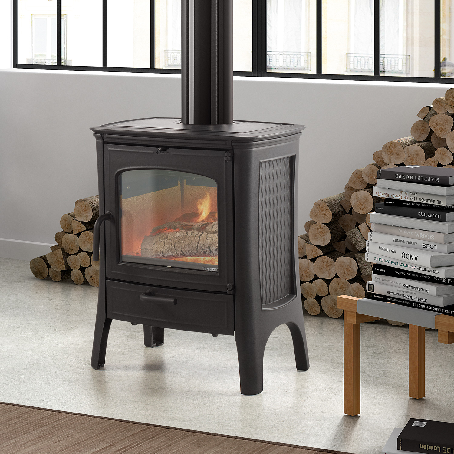 Poêle à bois Hergom E20 en fonte noire Poêle à bois Hergom E20 en fonte noire