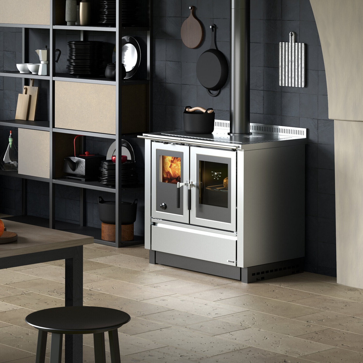 La Nordica VENEZIA.16 - cuisinière à bois en acier inoxydable