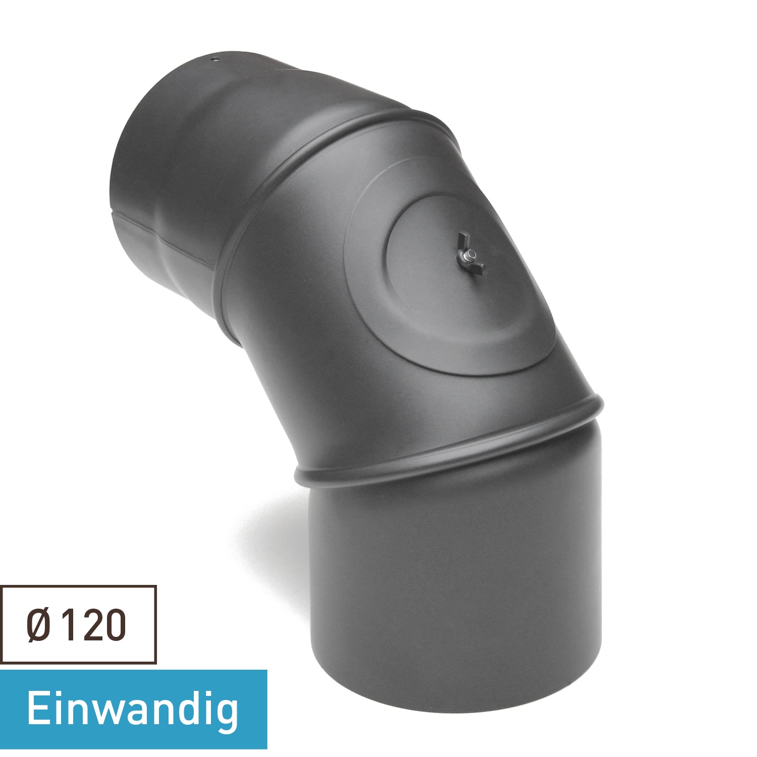 Raik Basic coude de tuyau de fumée 120mm gris fonte 0–90° avec porte pour tuyau de fumée / conduit de fumée