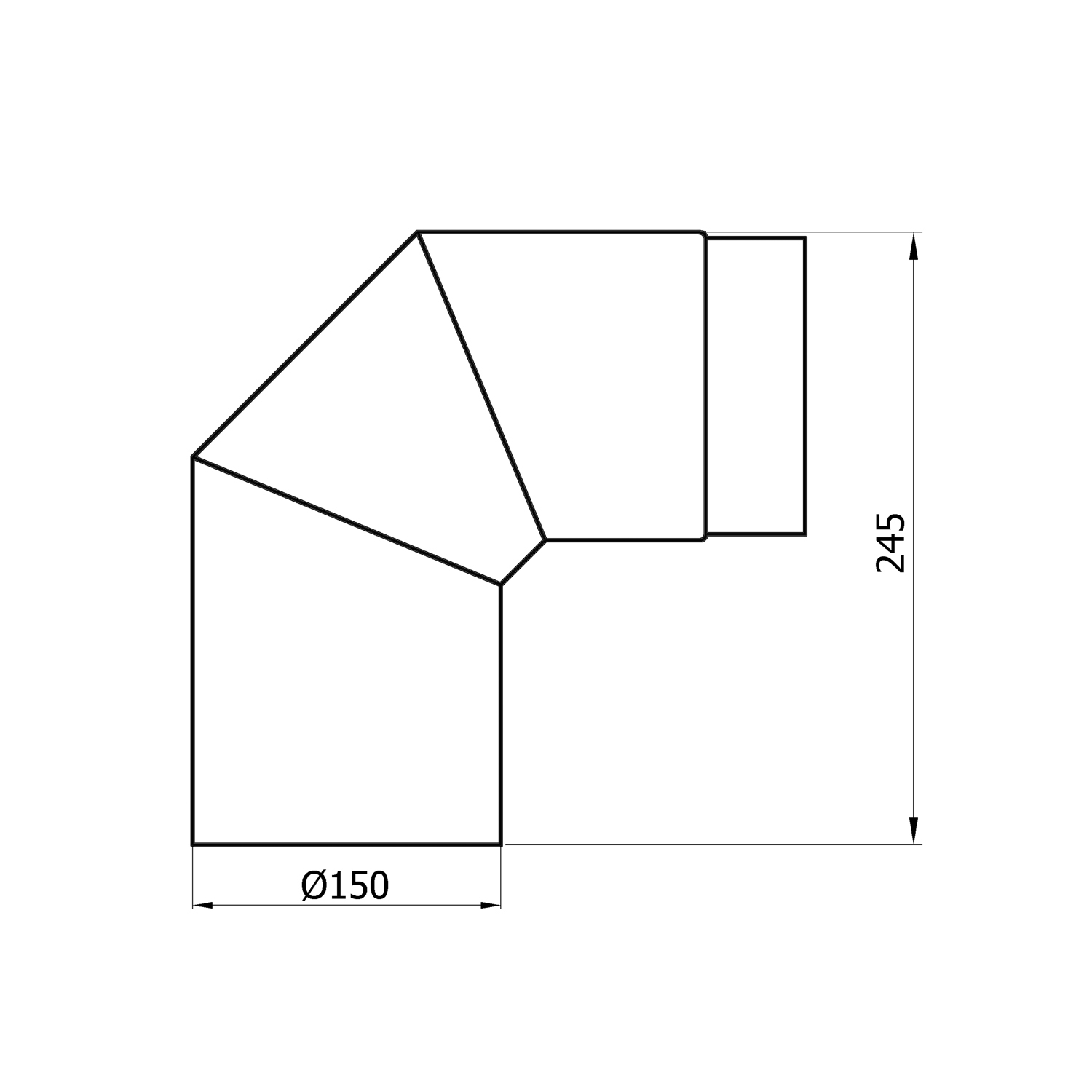 Raik Basic coude de tuyau de fumée 150mm noir 90° sans porte pour tuyau de fumée / conduit de fumée Raik Basic coude de tuyau de fumée 150mm noir 90° sans porte pour tuyau de fumée / conduit de fumée