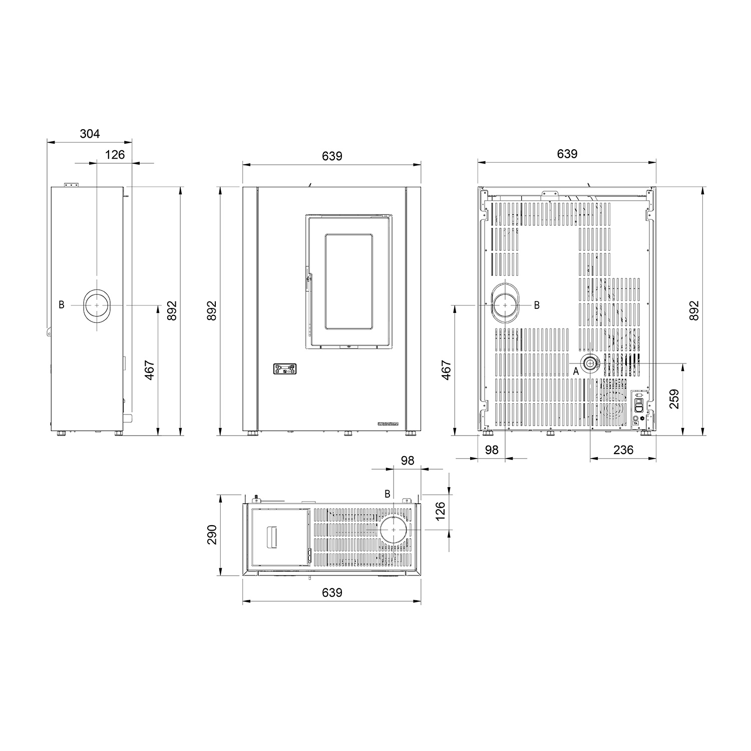 poêle à granulés Gussgrau