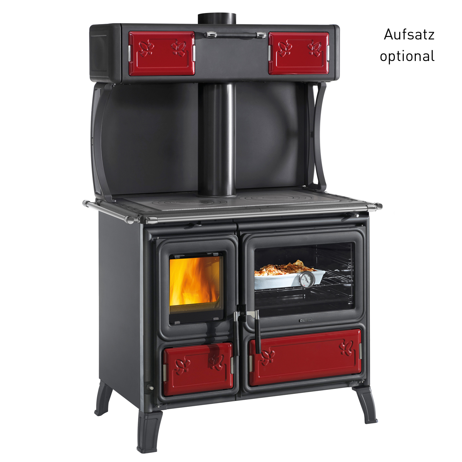 La cuisinière à bois La Nordica Prestige Line Milly en acier bordeaux
