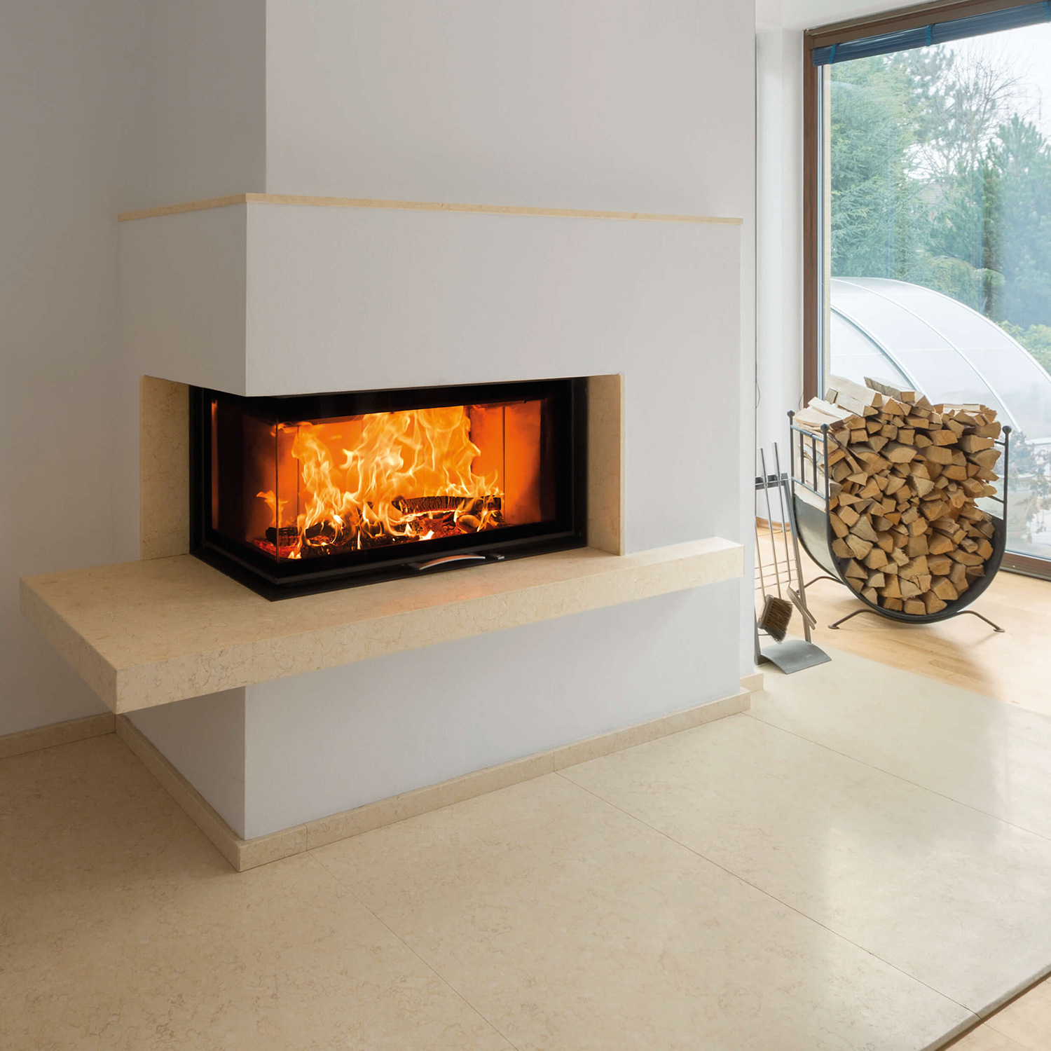 Austroflamm 89x49x45 S 2.0 Insert de cheminée angle gauche