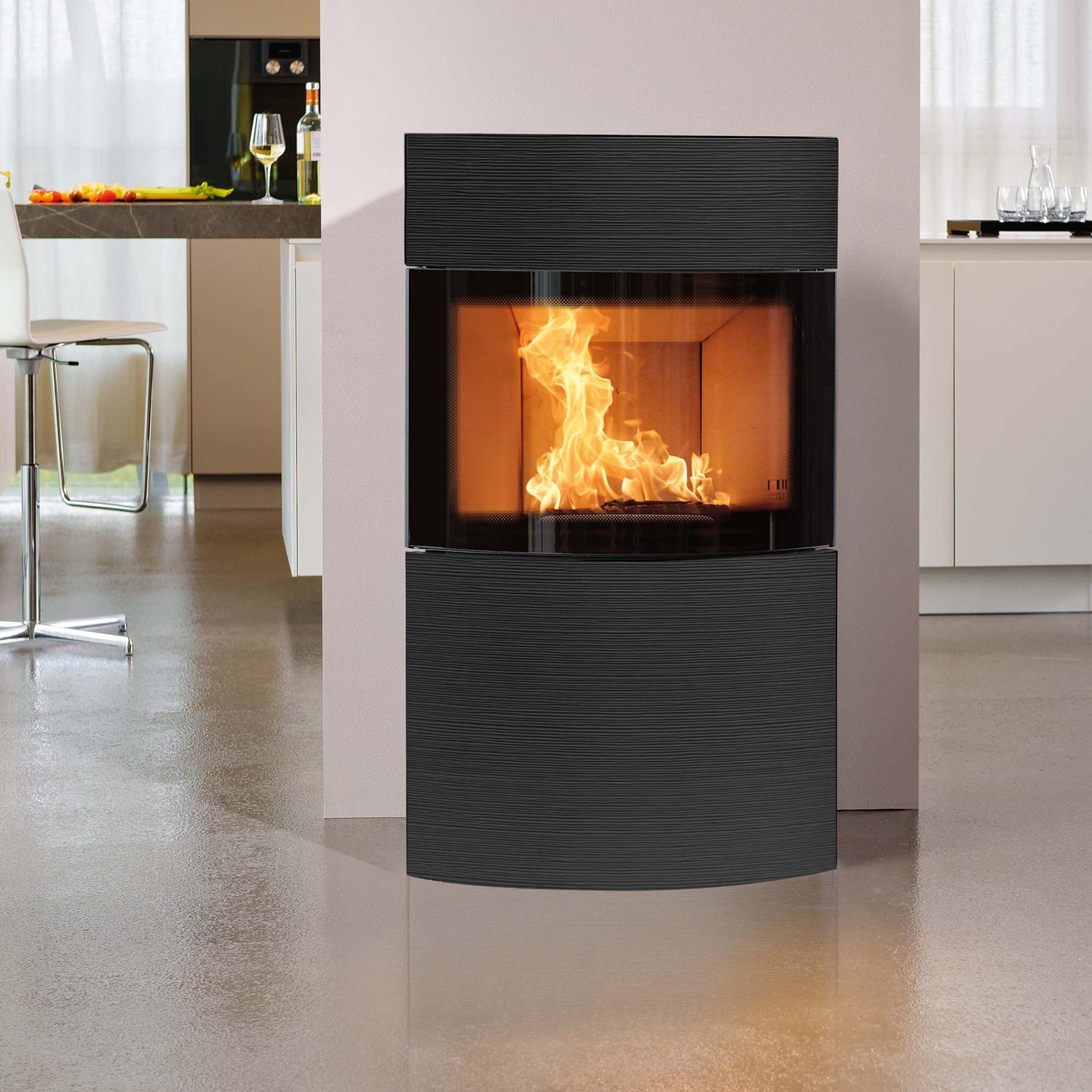 Austroflamm Fynn Xtra 2.0 Poêle à bois Acier Noir / Céramique Rainure Noir mat