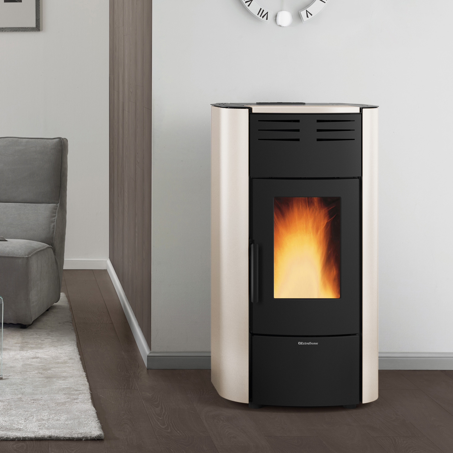 Extraflame Raffaella Idro H18 5.0 poêle à granulés bouilleur acier ivoire