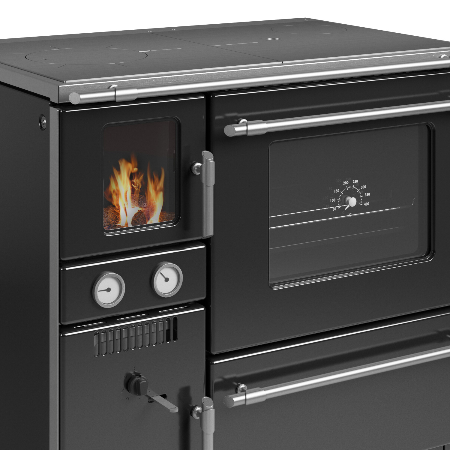 Wamsler K 148 Poêle de cuisine à eau Noir/Mat, Tuyau de fumée à droite