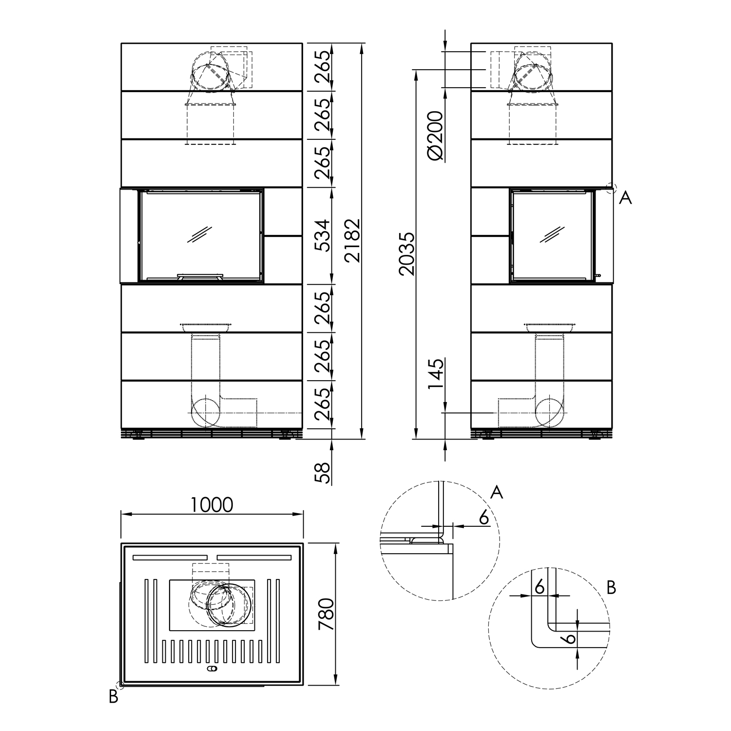Spartherm Kit de construction de cheminée SIM 3/3 Varia 2Lh-4S Nature