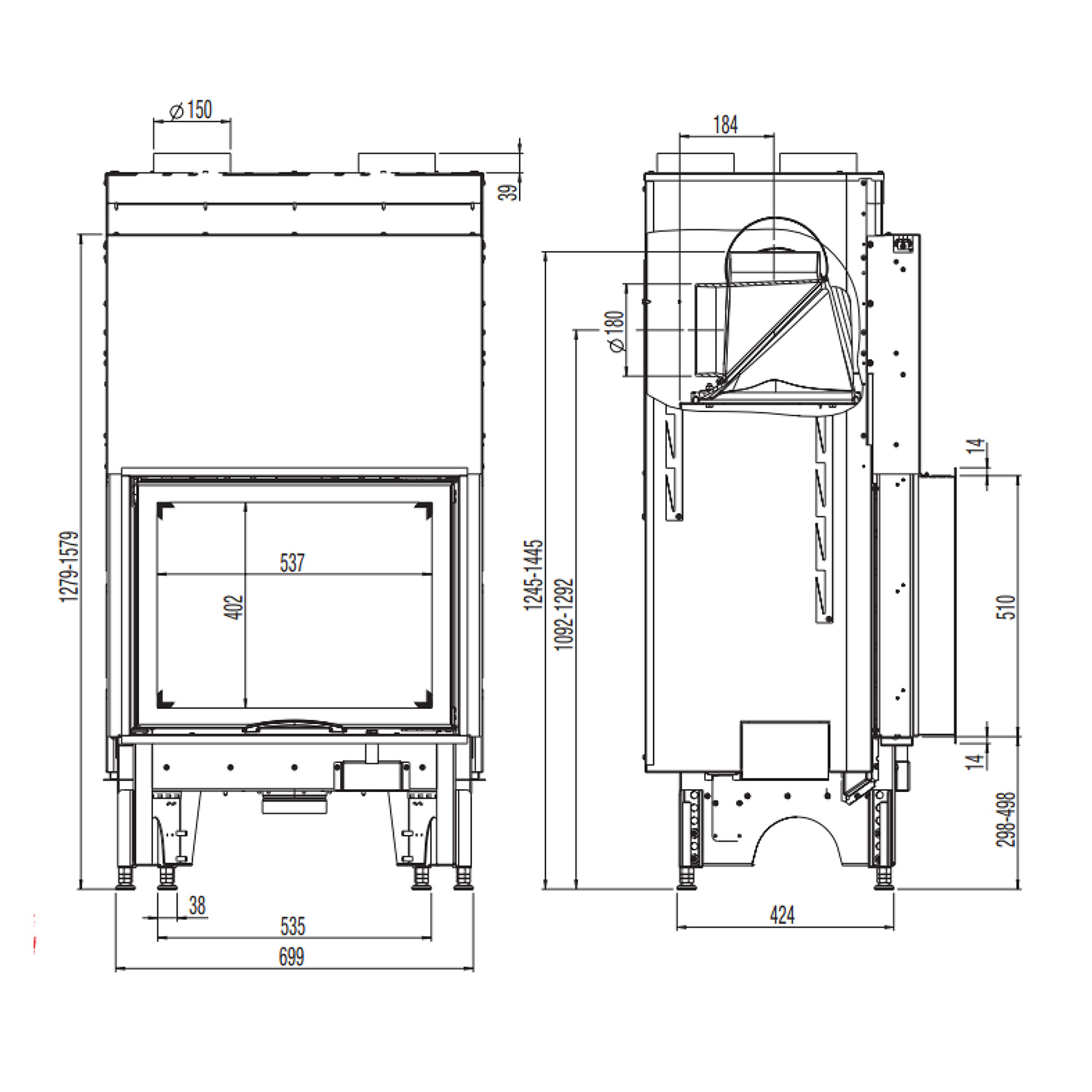 Austroflamm 65x51 S 2.0 Insert de cheminée