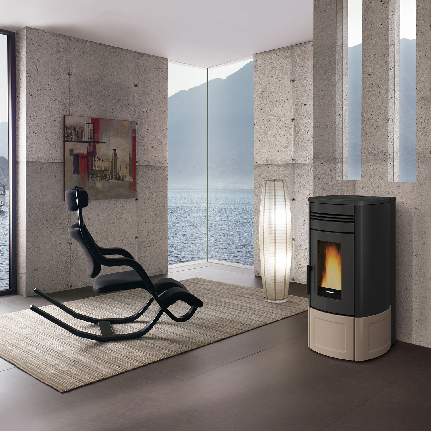 Extraflame Evolution Line Noris Lux poêle à granulés acier Majolique Tortora