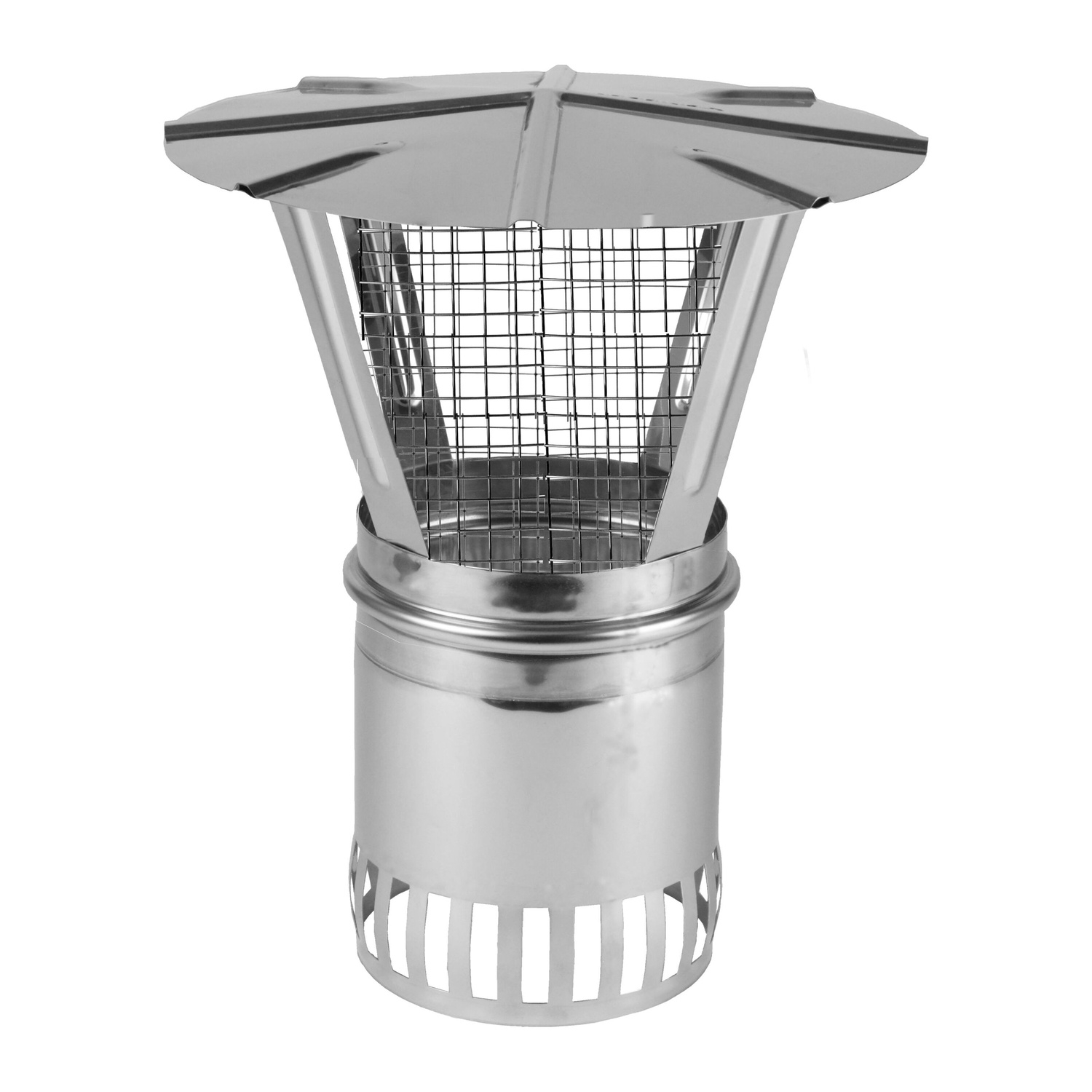 Schiedel ICS chapeau pare-pluie Ø130 avec grille pare-étincelles double paroi brillant