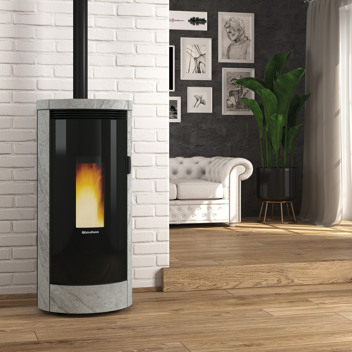 Extraflame Evolution Line Debby poêle à granulés pierre naturelle