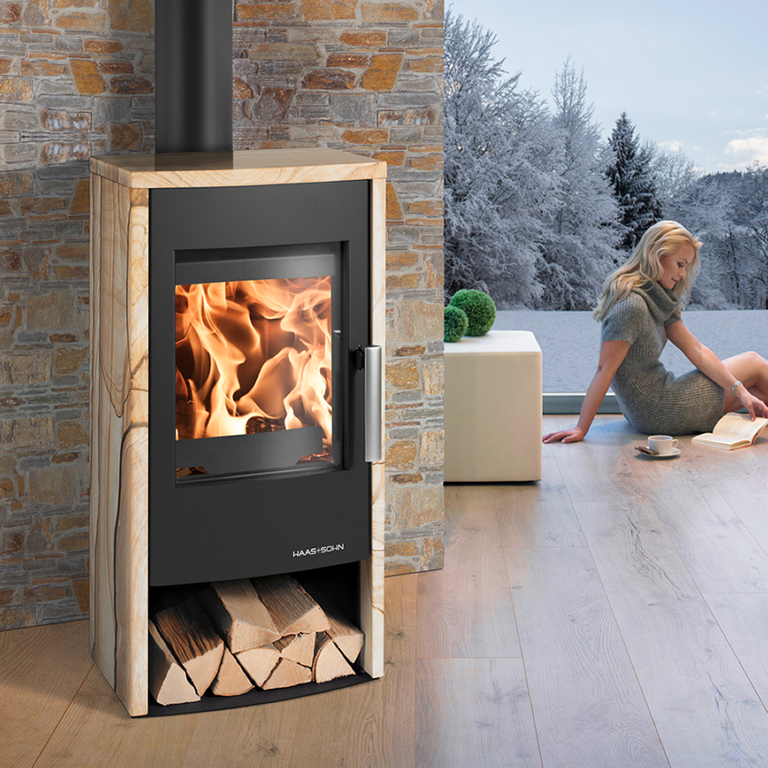 Haas+Sohn Rubus easy Poêle à bois Noir / Woodstone