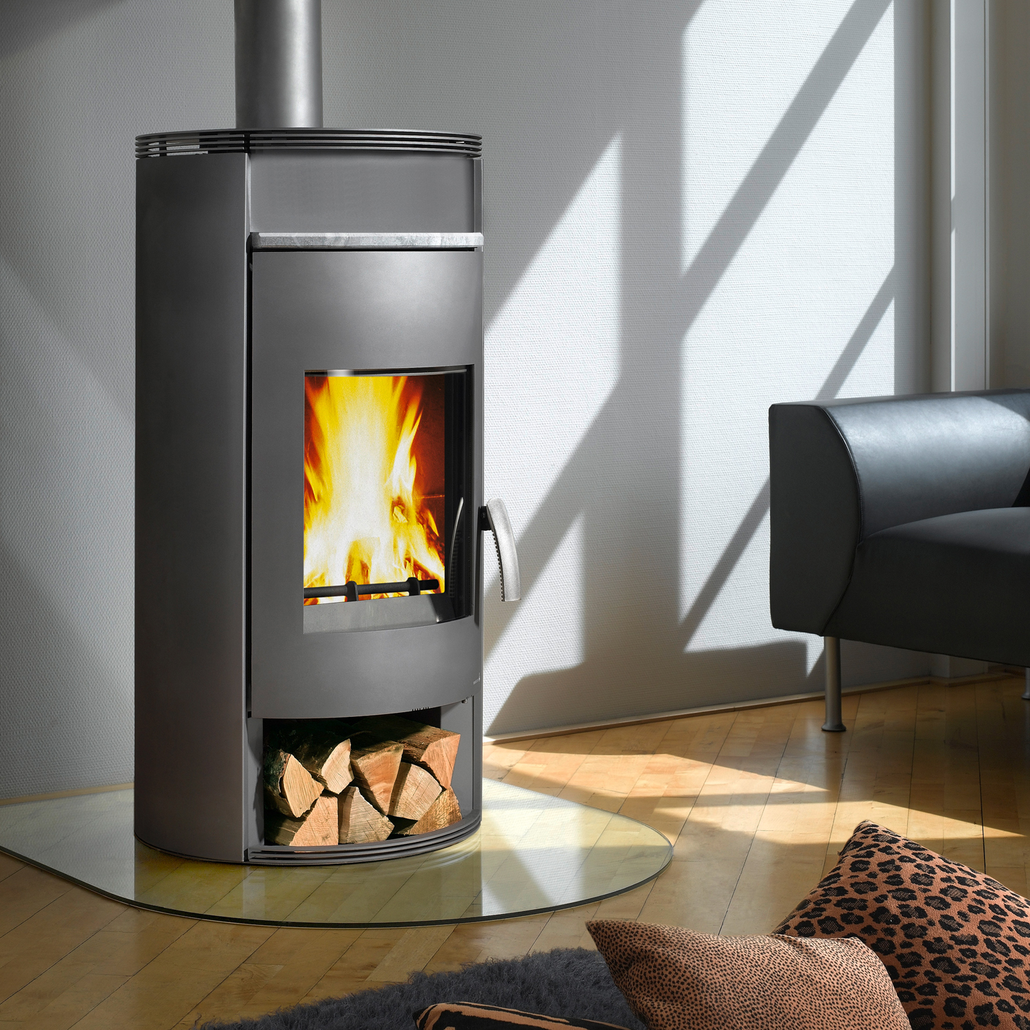 Poêle à bois Wamsler Atlas en acier gris 6 kW Poêle à bois Wamsler Atlas en acier gris 6 kW