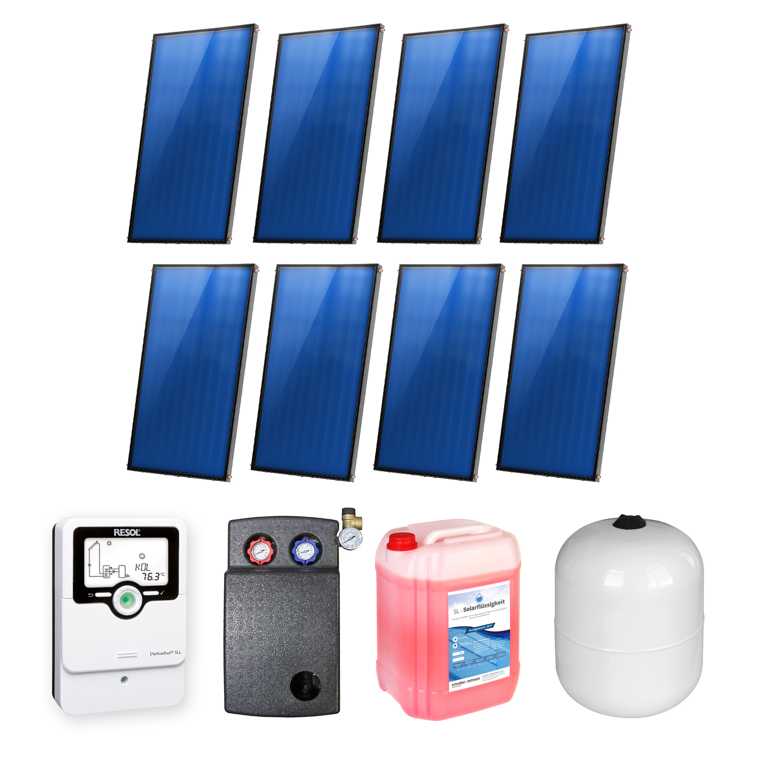16,08 m² Ensemble de capteurs solaires plats Sunex 7 8x Basicx 2.0 4C