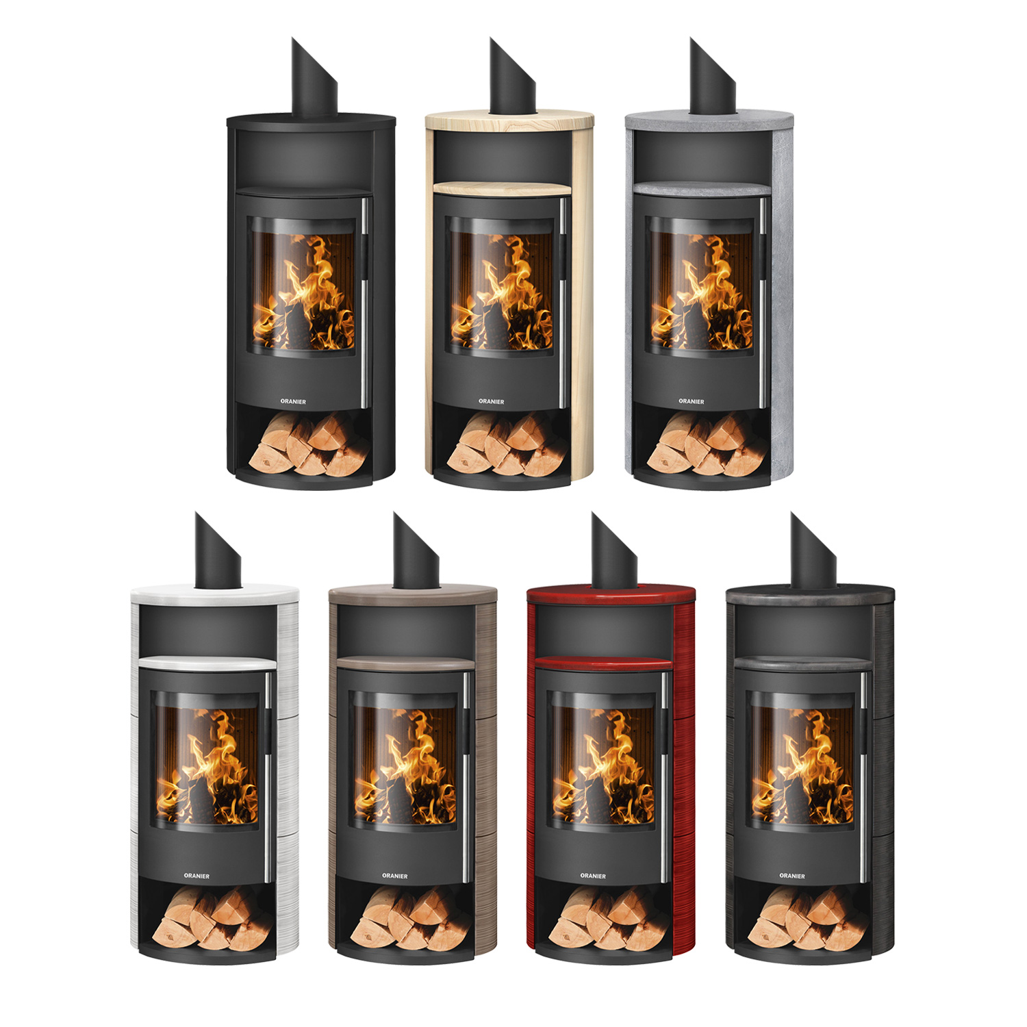 Oranier Polar Neo 6 Poêle à bois Acier Noir / Céramique Rouge Paprika, DIBt