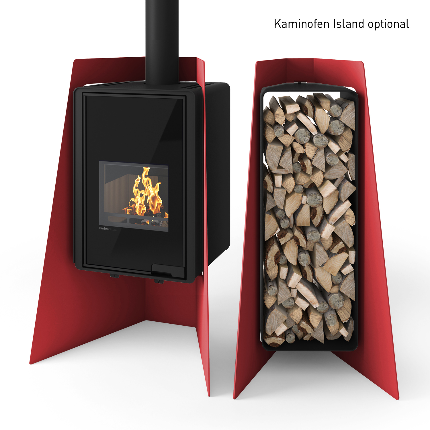 HS Flamingo Deluxe 3 Étagère en bois Rouge