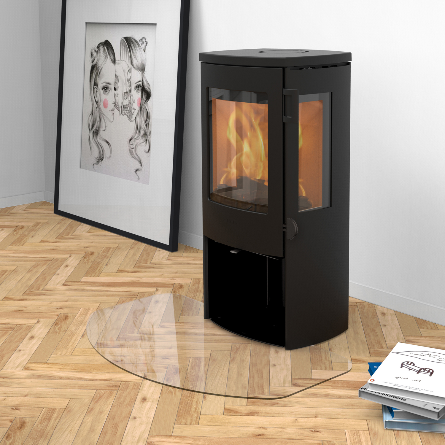 Poêle à bois Lotus Mondo 3G Noir, évacuation des fumées à l'arrière