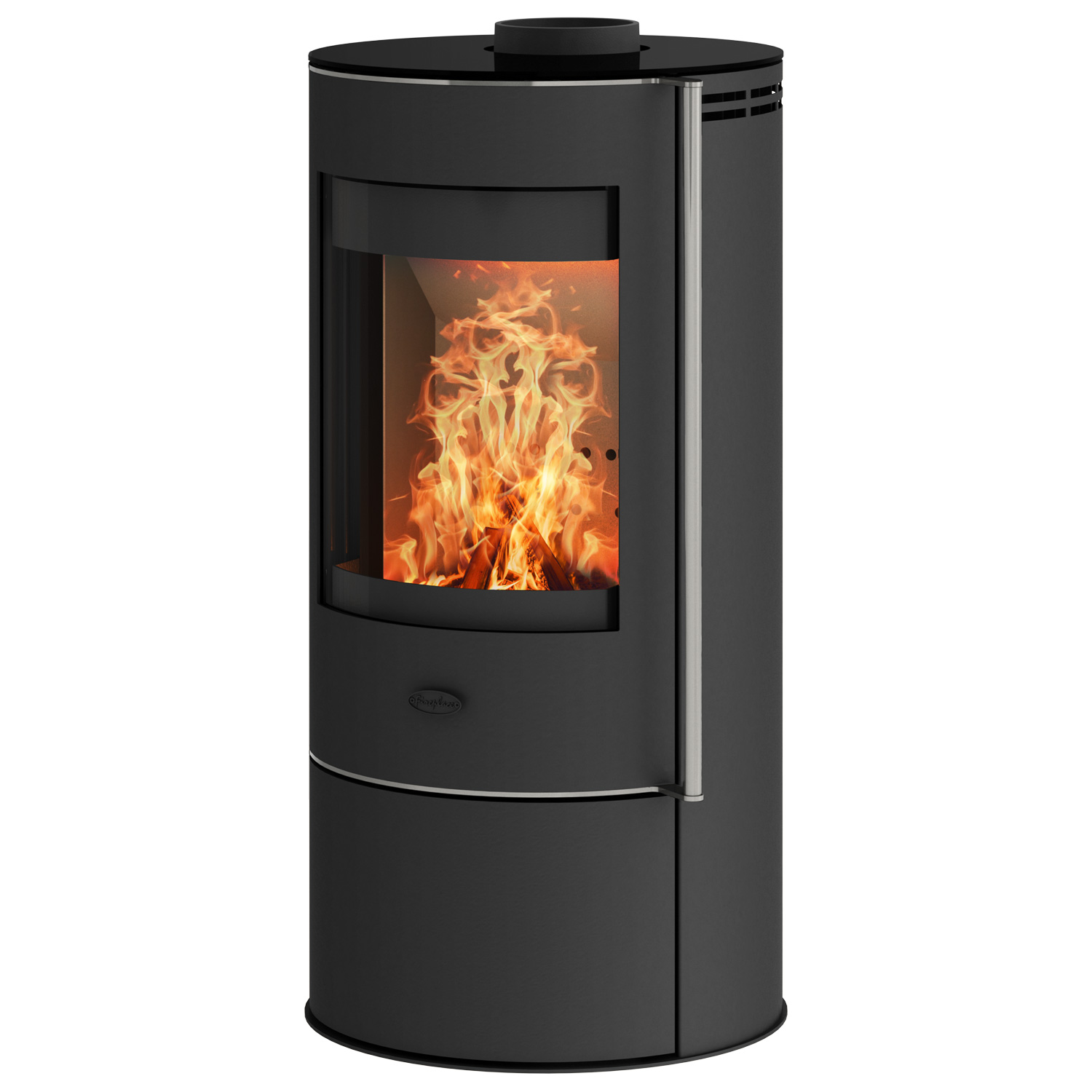 Poêle à bois Fireplace Elite Angerona en acier noir avec plaque de recouvrement en verre + 1 m³ de bois de chauffage gratuit