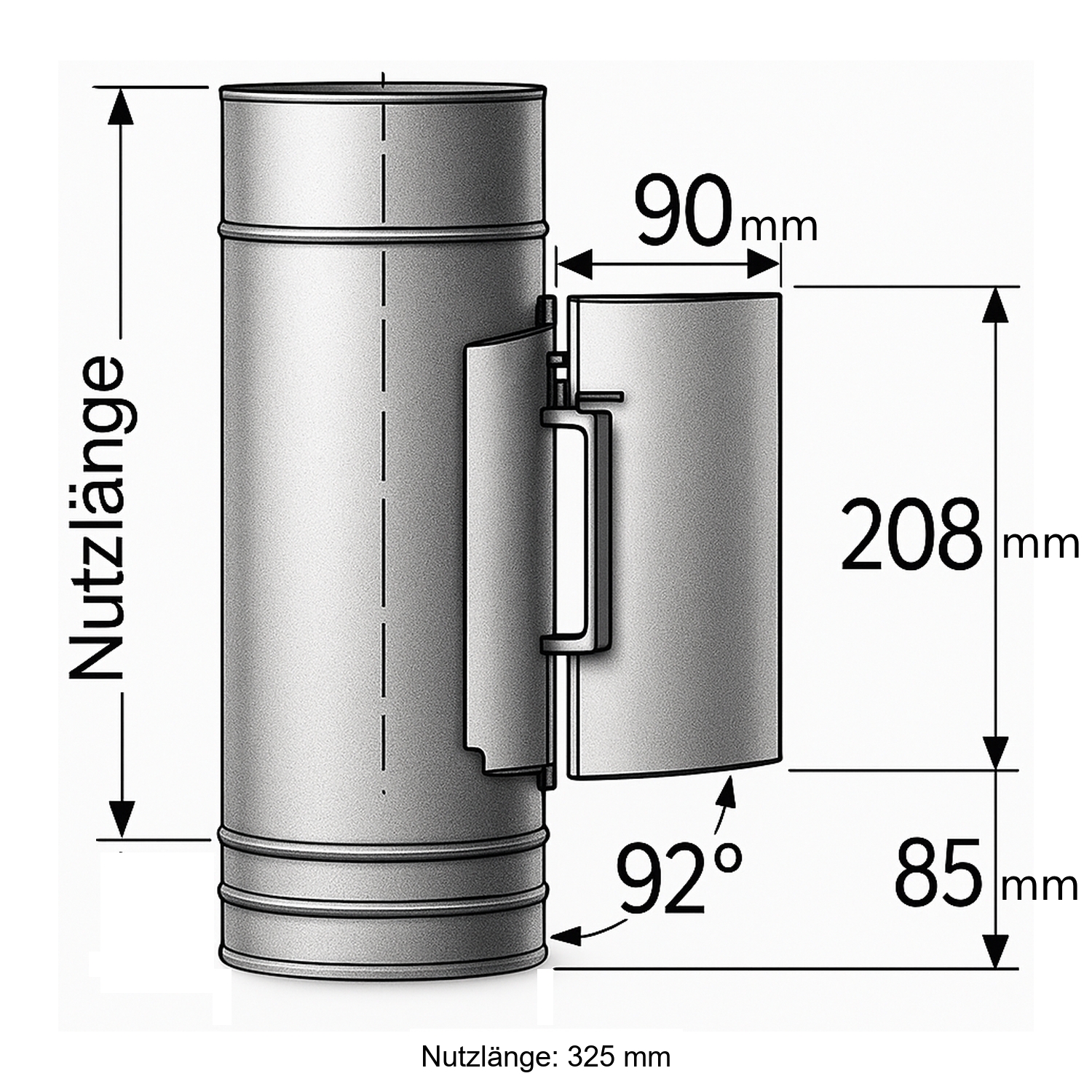Schiedel PRIMA PLUS raccord de porte de nettoyage rectangulaire Ø180 mm avec siphon à condensats simple paroi mat