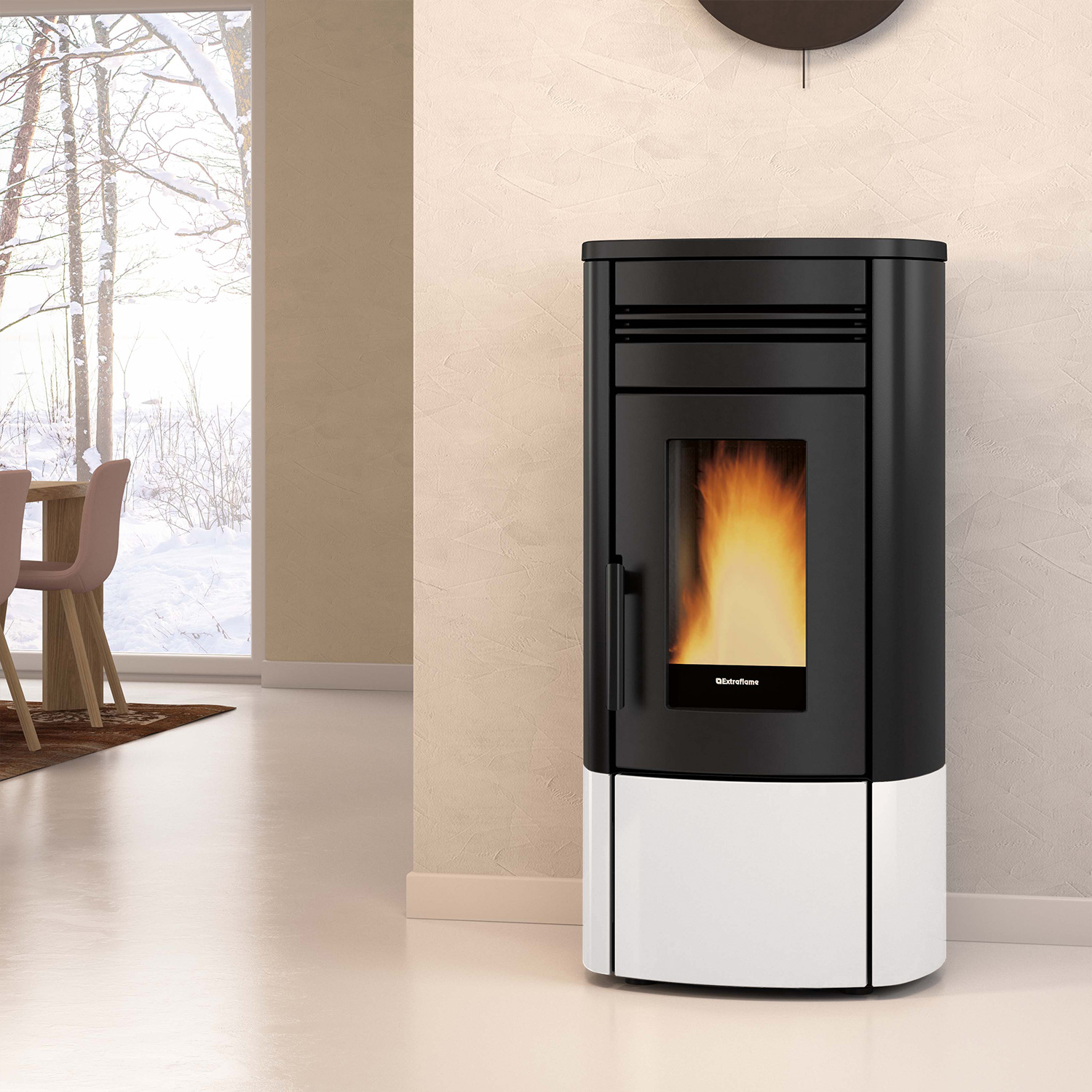 Extraflame Evolution Line Noris Plus poêle à granulés acier blanc