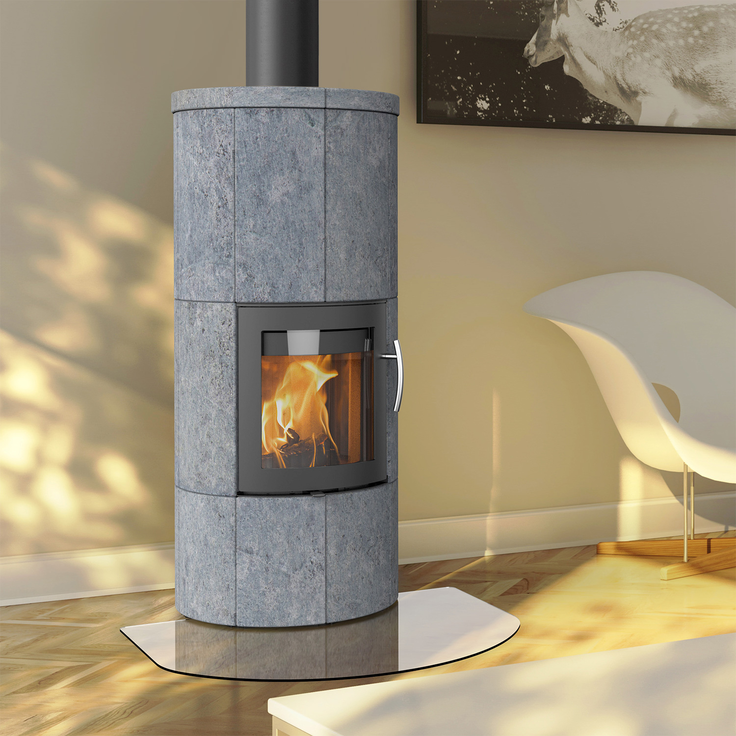 Lotus M Basic Poêle à bois Gris Pierre ollaire, RR dessus