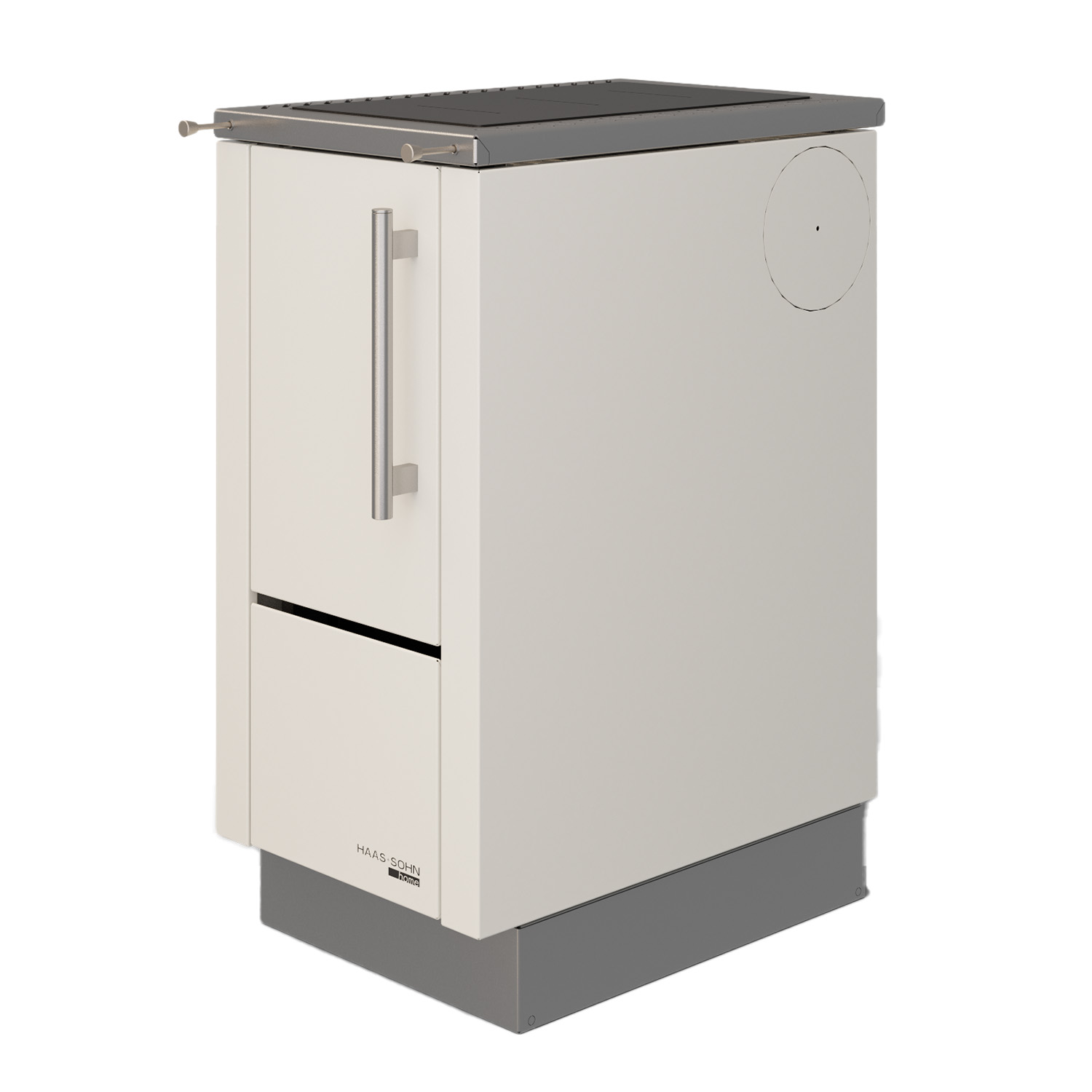 Haas+Sohn HS 40 sans vitre cuisinière à bois blanche cadre de cuisinière acier inoxydable plaque de cuisson en acier