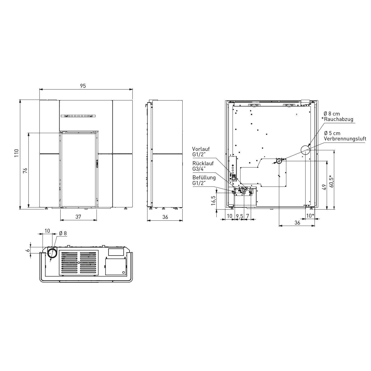 Edilkamin Blade H 15 Evo poêle à granulés bouilleur céramique blanc mat