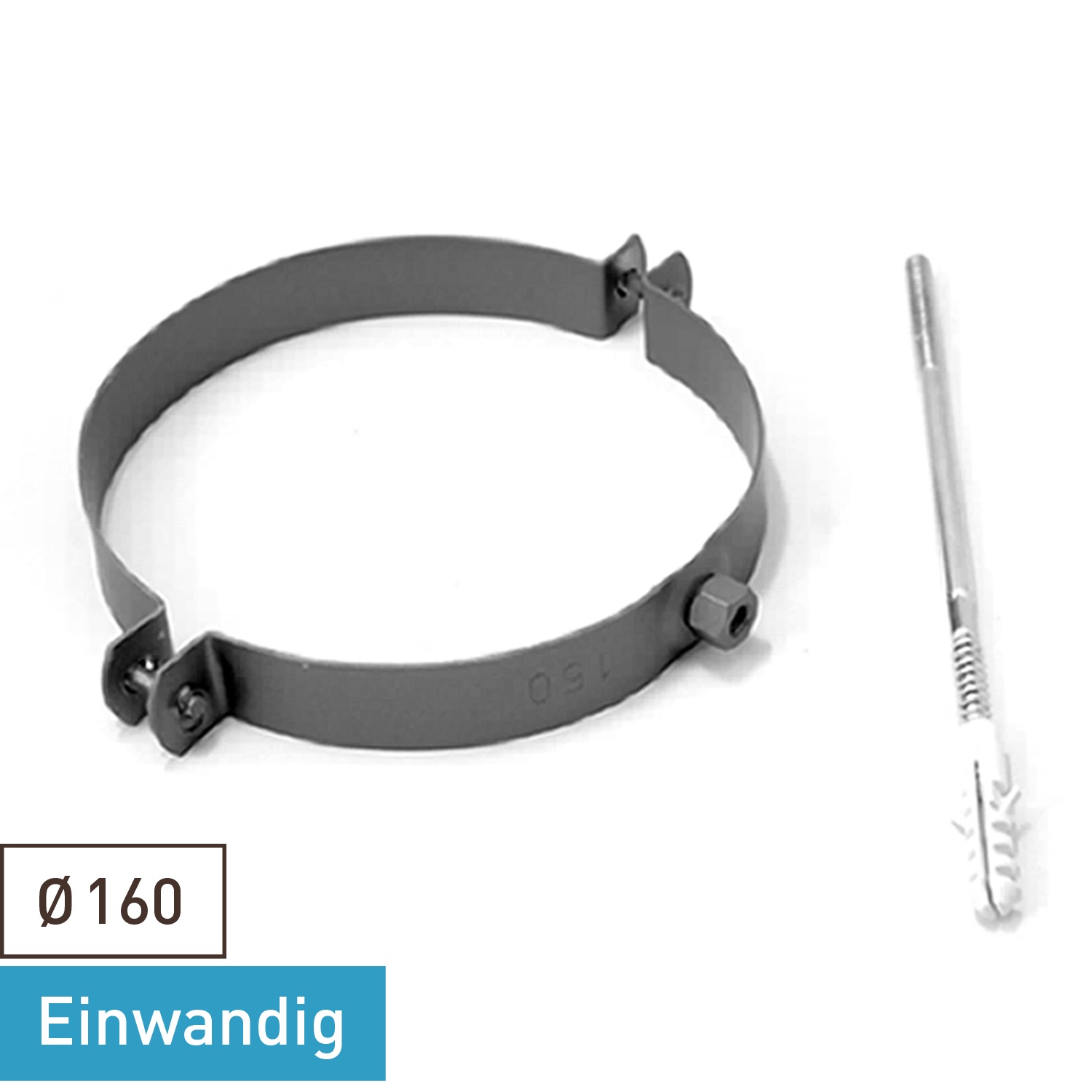 Raik Basic collier de serrage 160mm gris fonte pour tuyau de fumée / conduit de fumée