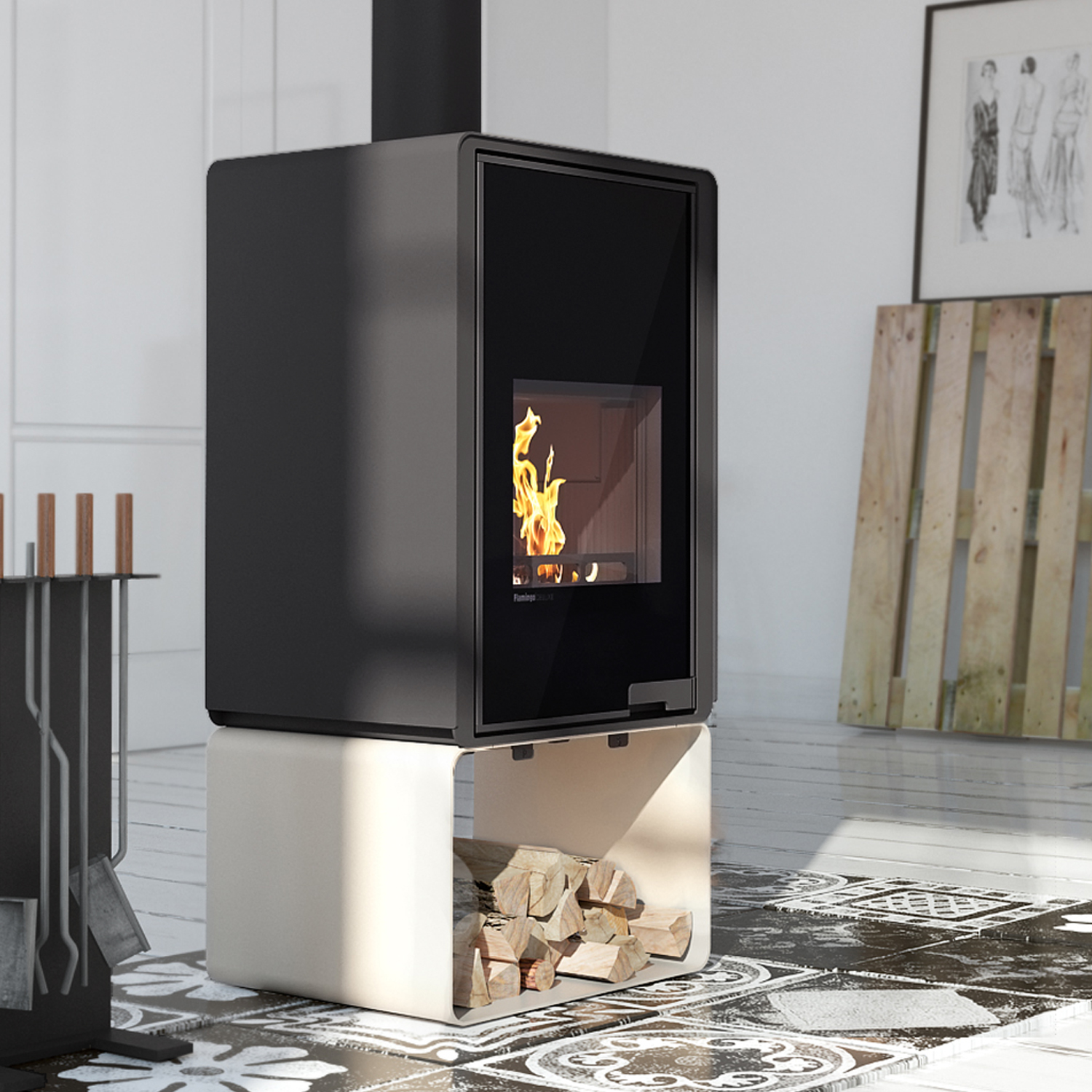 Poêle à bois HS Flamingo Deluxe Pentai Crème