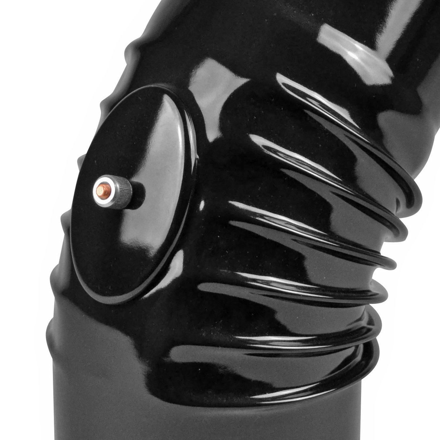 Coude de conduit de fumée / Coude de tuyau de poêle émaillé 150 mm - Coude à 45° nervuré noir avec ouverture de nettoyage