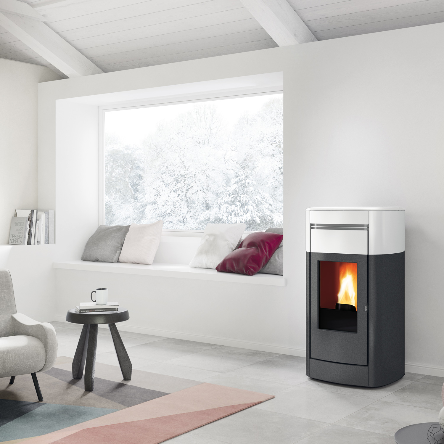 Edilkamin Vyda EVO poêle à granulés céramique blanc mat Edilkamin Vyda EVO poêle à granulés céramique blanc mat