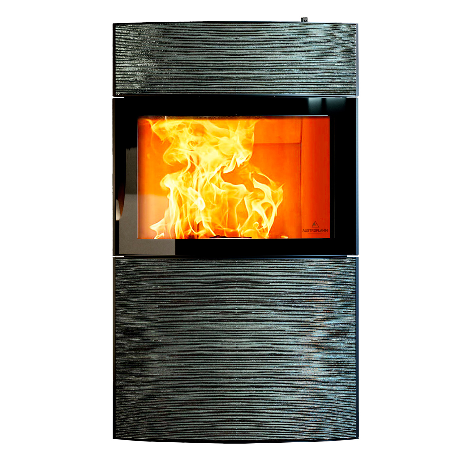 Austroflamm Fynn Xtra 2.0 poêle à bois acier noir/ revêtement céramique tourmaline rainure brillante