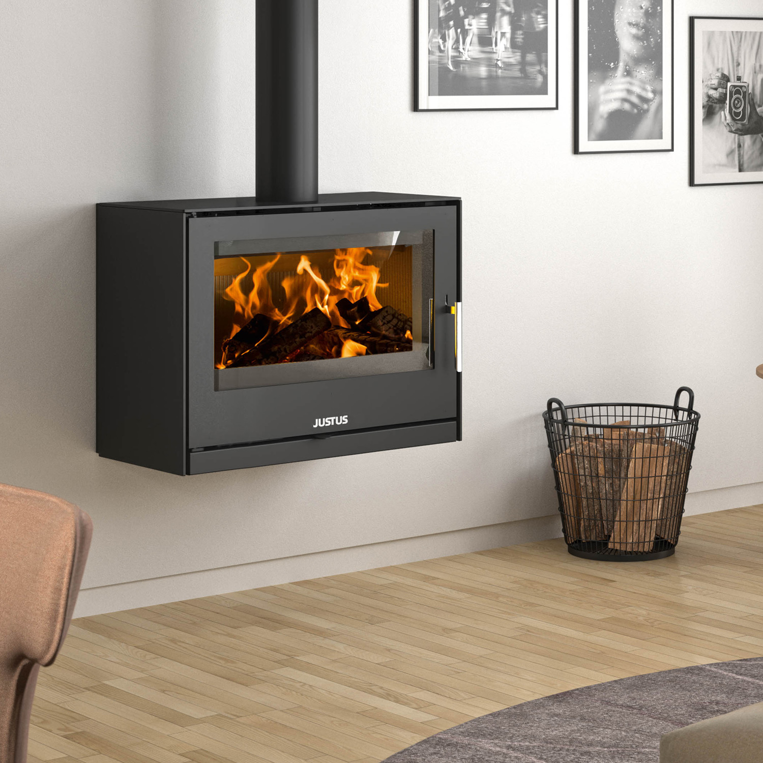 Justus Dias XL Poêle à bois Acier Noir Justus Dias XL Poêle à bois Acier Noir