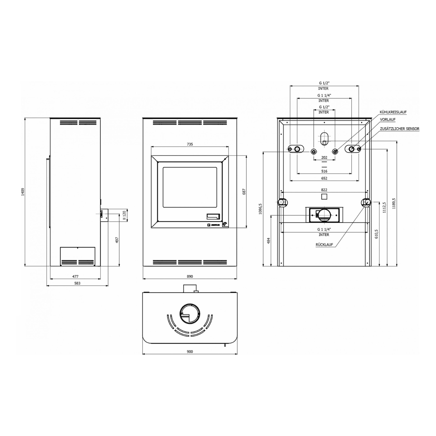 Aquaflam 25 Basic Poêle à bois hydraulique Crème