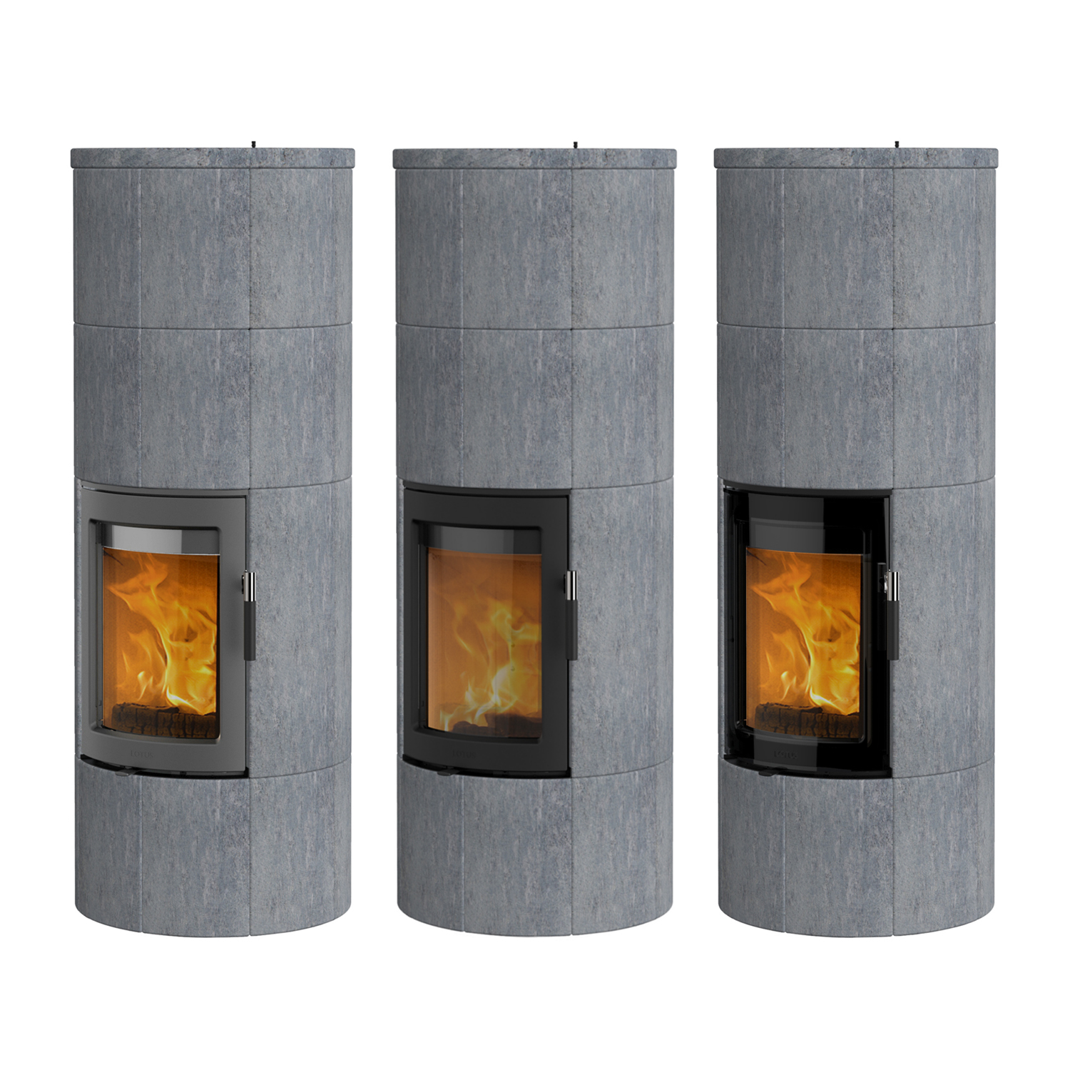 Poêle à bois Lotus Maestro 2 en pierre ollaire, porte Magic, sortie de fumée à l'arrière