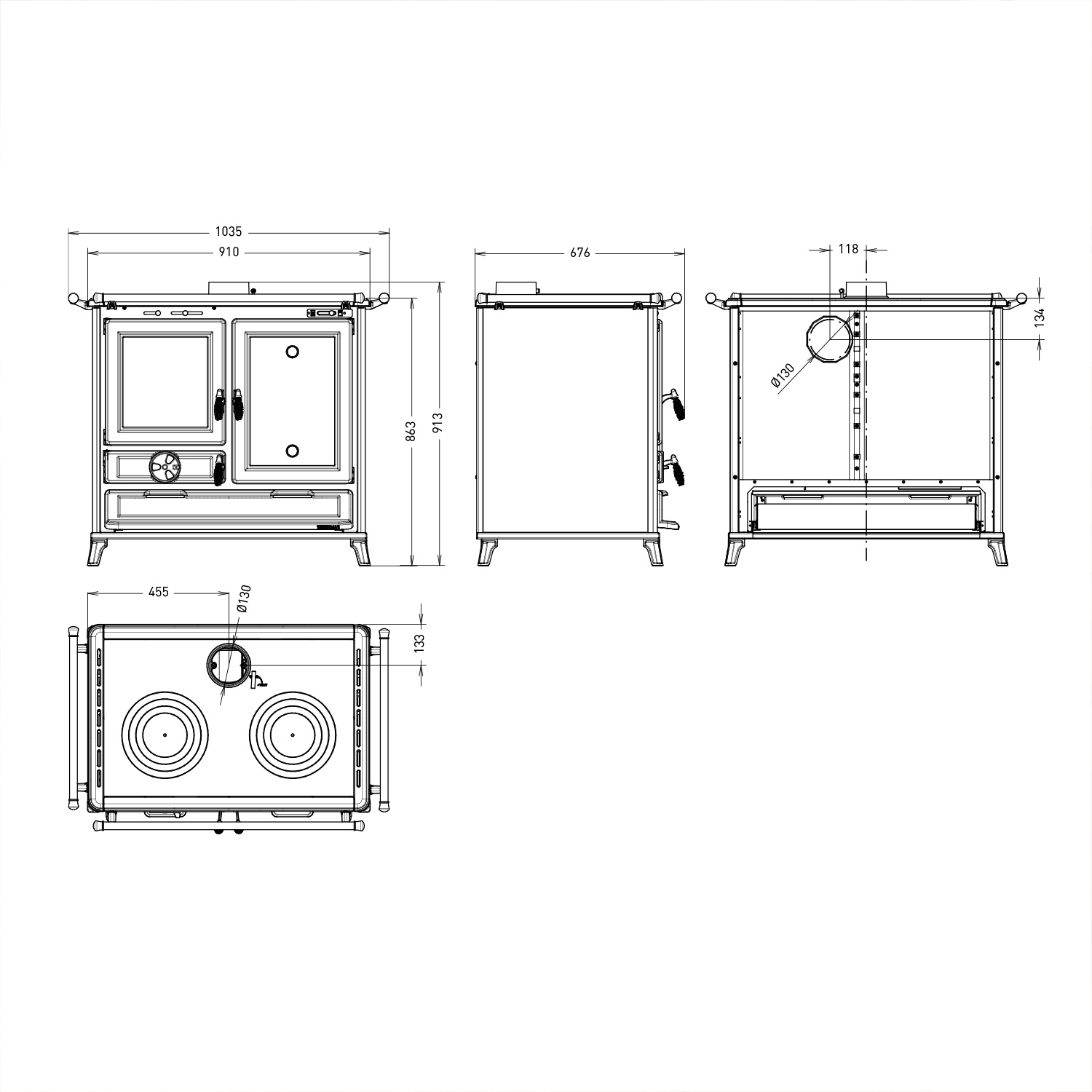 Thermorossi Margot Evo6 cuisinière à bois anthracite